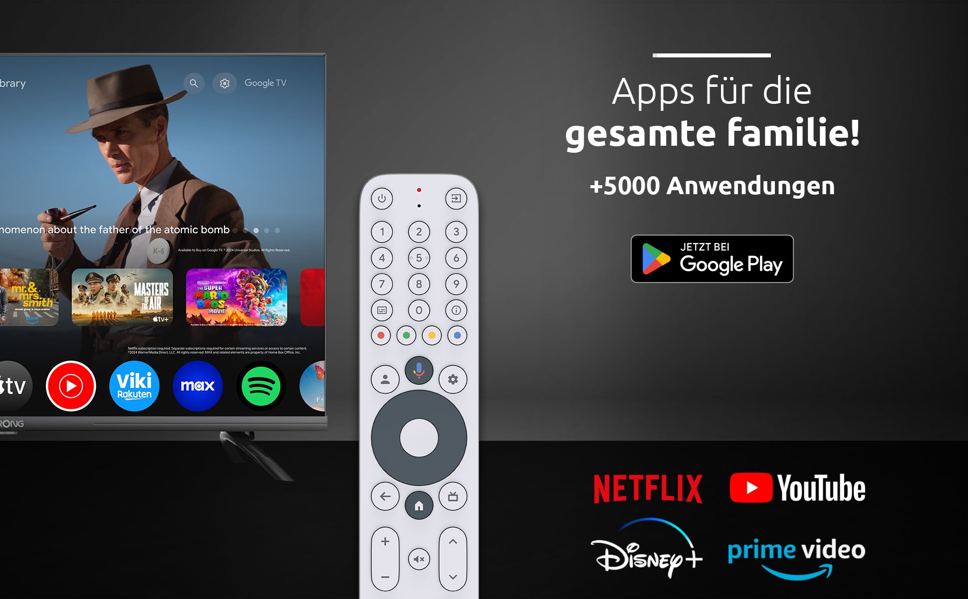 Strong Streaming-Stick »LEAP-NEVE 4K UHD-Streaming-Dongle Google TV«, Video-Streaming: Netflix, Youtube, Amazon Prime Video, Disney+