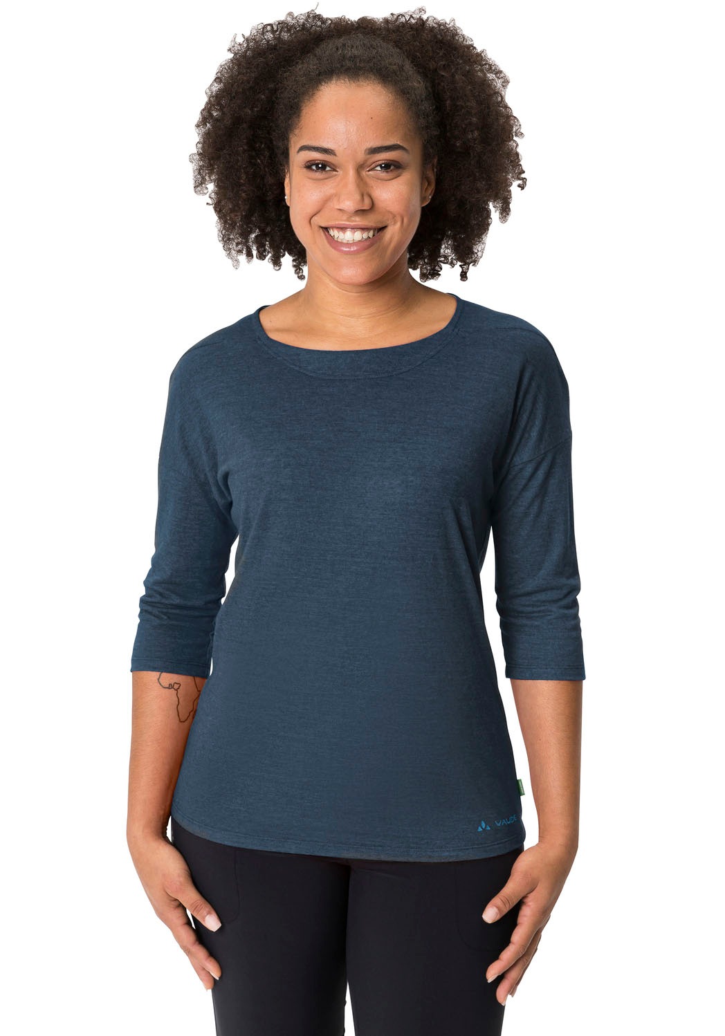 VAUDE Funktionsshirt "WOMENS NEYLAND 3/4 T-SHIRT" mit U-Boot-Ausschnitt, unifarbenes Design