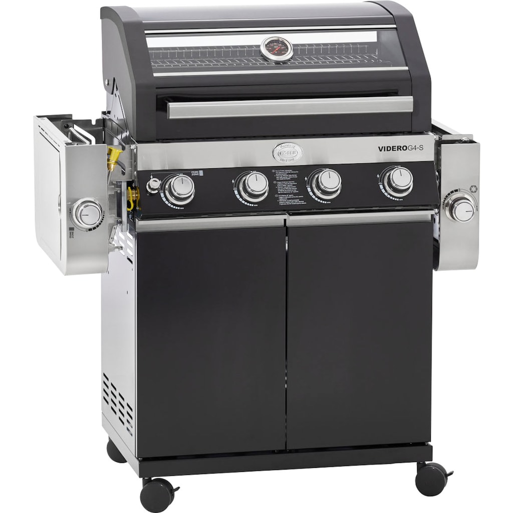 RÖSLE Gasgrill »BBQ-Station VIDERO, 25524«, G4-S Schwarz, 4 Brenner, extra Primezone und Seitenbrenner, VARIO+