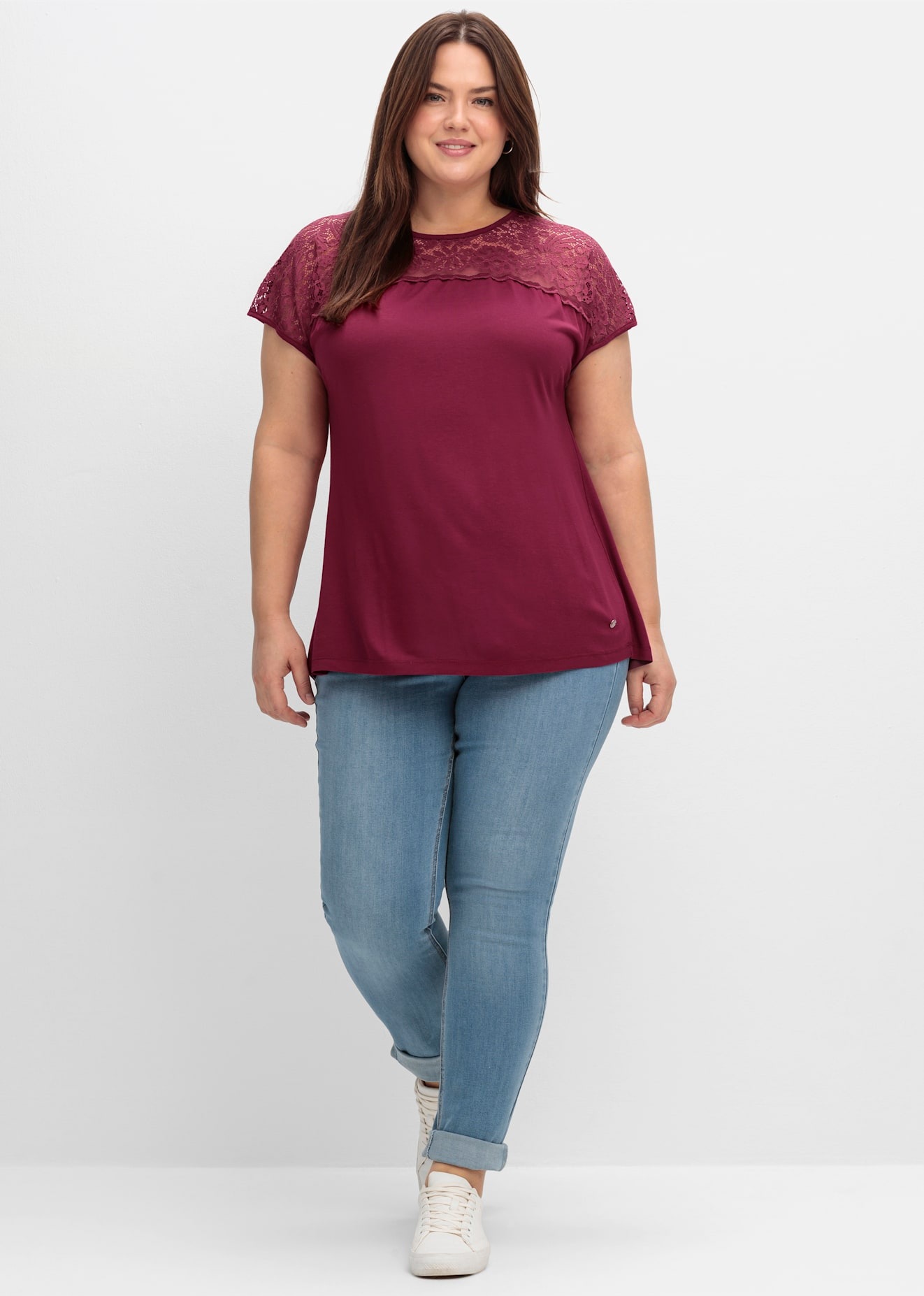 Sheego Spitzenshirt "Spitzenshirt", (1 tlg.) günstig online kaufen