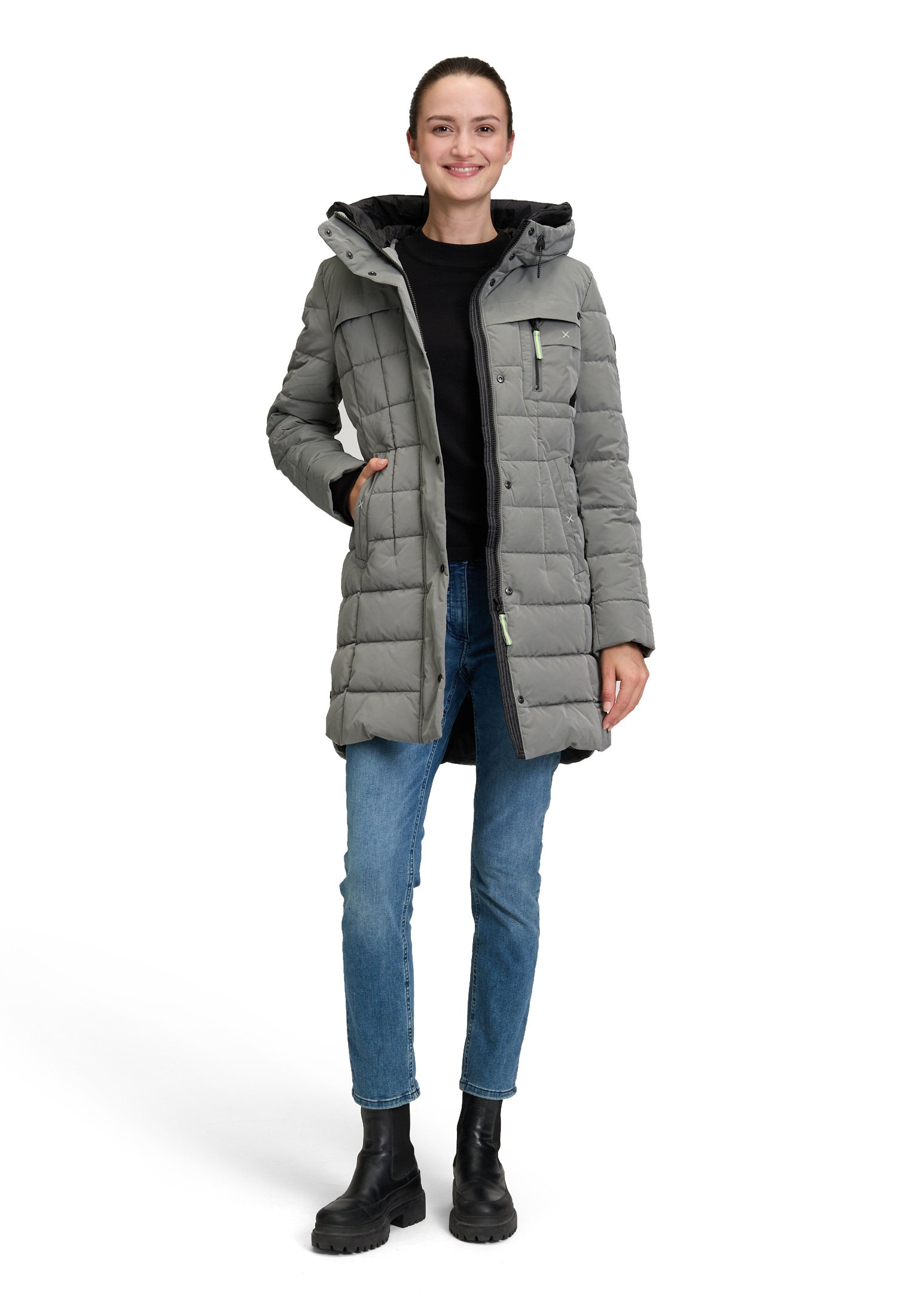 Amber & June Winterjacke »Amber & June Damen Winterjacke mit Kapuze«, mit Kapuze
