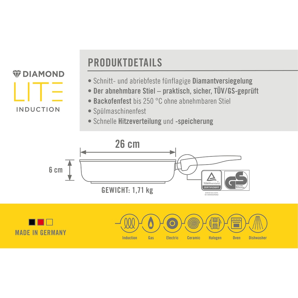 WOLL Bratpfanne »Diamond Lite«, Aluminiumguss, (1 tlg.)