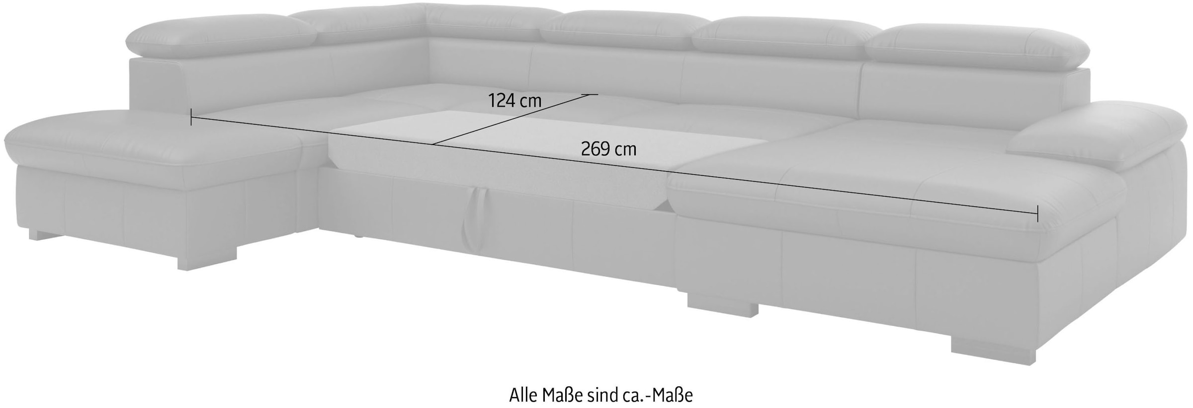 Home affaire Wohnlandschaft »Alberto U-Form«, mit Kopfteilverstellung, wahlweise mit Bettfunktion