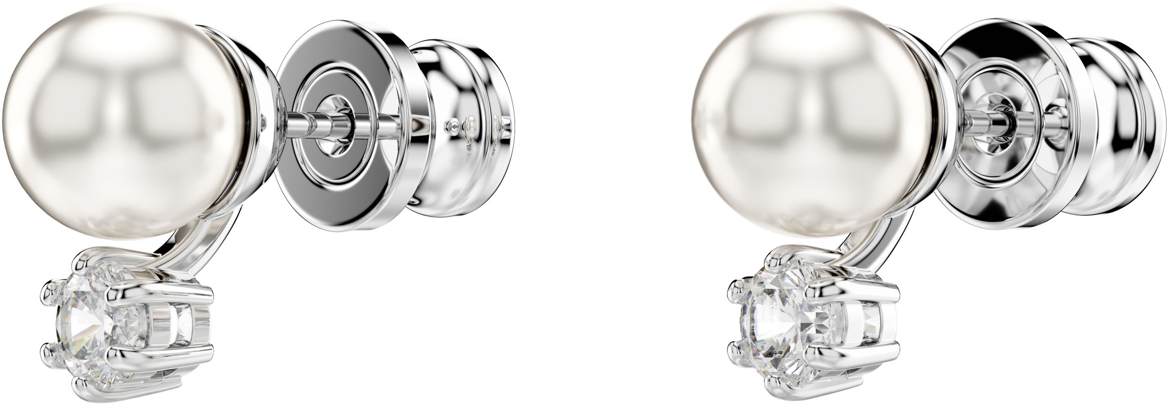 Paar Ohrstecker SWAROVSKI "Schmuck Geschenk Matrix Ohrringe", weiß (metallfarben, kristallweiß, weiß, kristallweiß), Ohrringe, Damen, Metall Perlen, Metall, Perlen, mit Swarovski Zirkonia (synth.) - mit Swarovski Perle 2