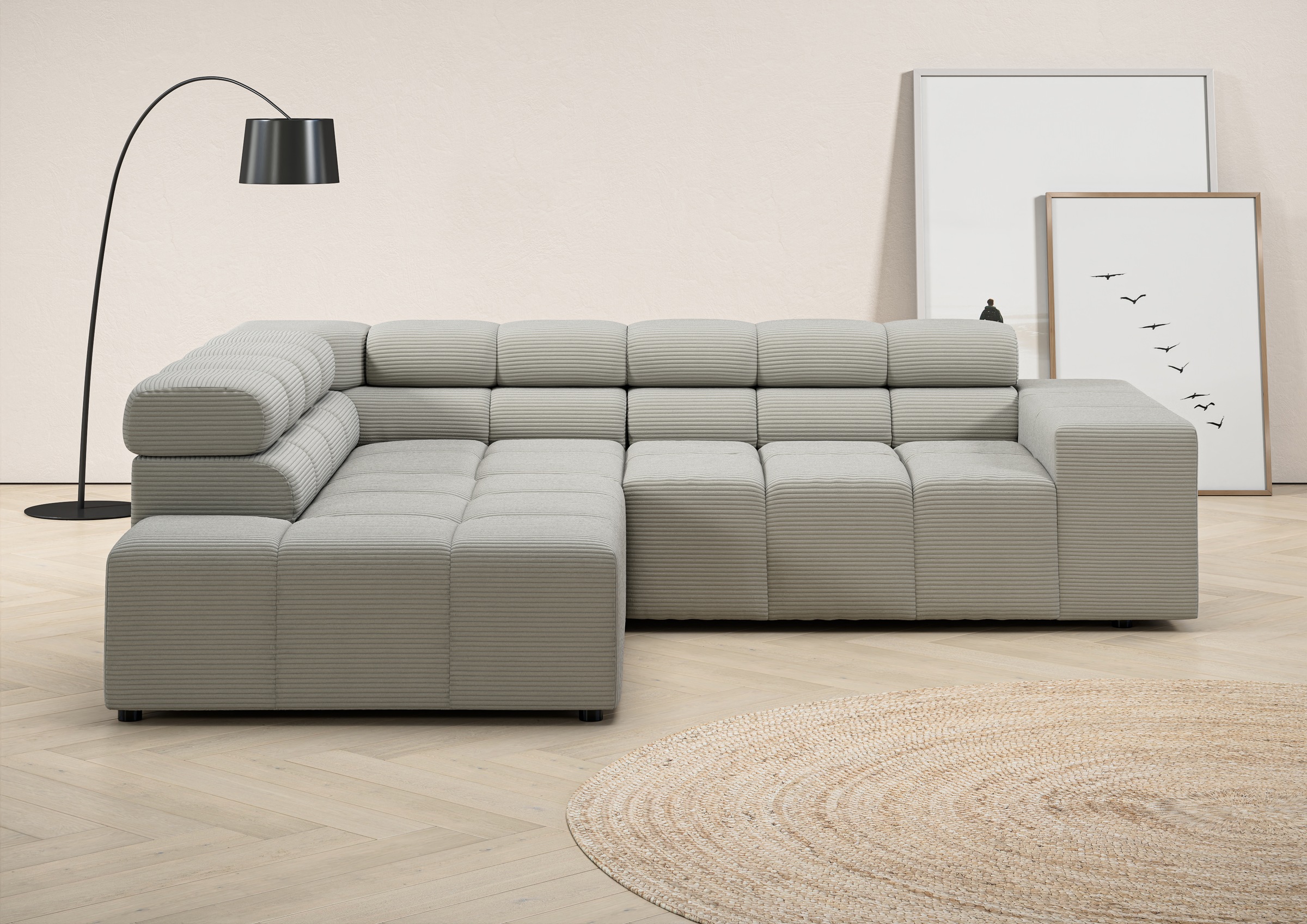 Home affaire Ecksofa "Ancona, Ecksofa, incl. Kopfteilverstellung, Breite 249 cm, L-Form" wahlweise motorische Sitztiefenverstellung, B/T(H: 249/215/70 cm