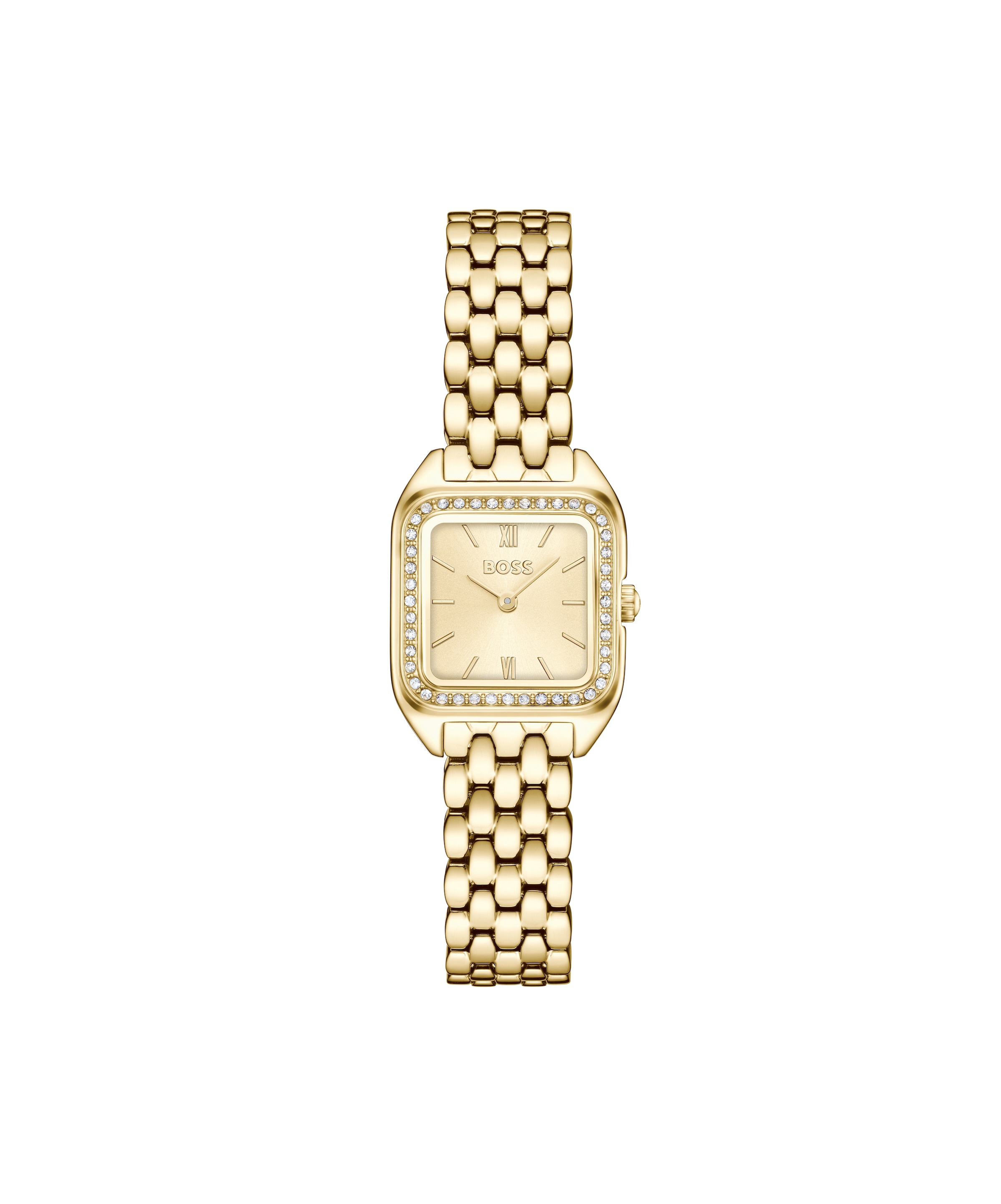 BOSS Quarzuhr »MAE PETITE« Armbanduhr, Damenuhr, Edelstahlarmband, analog, Glaskristalle