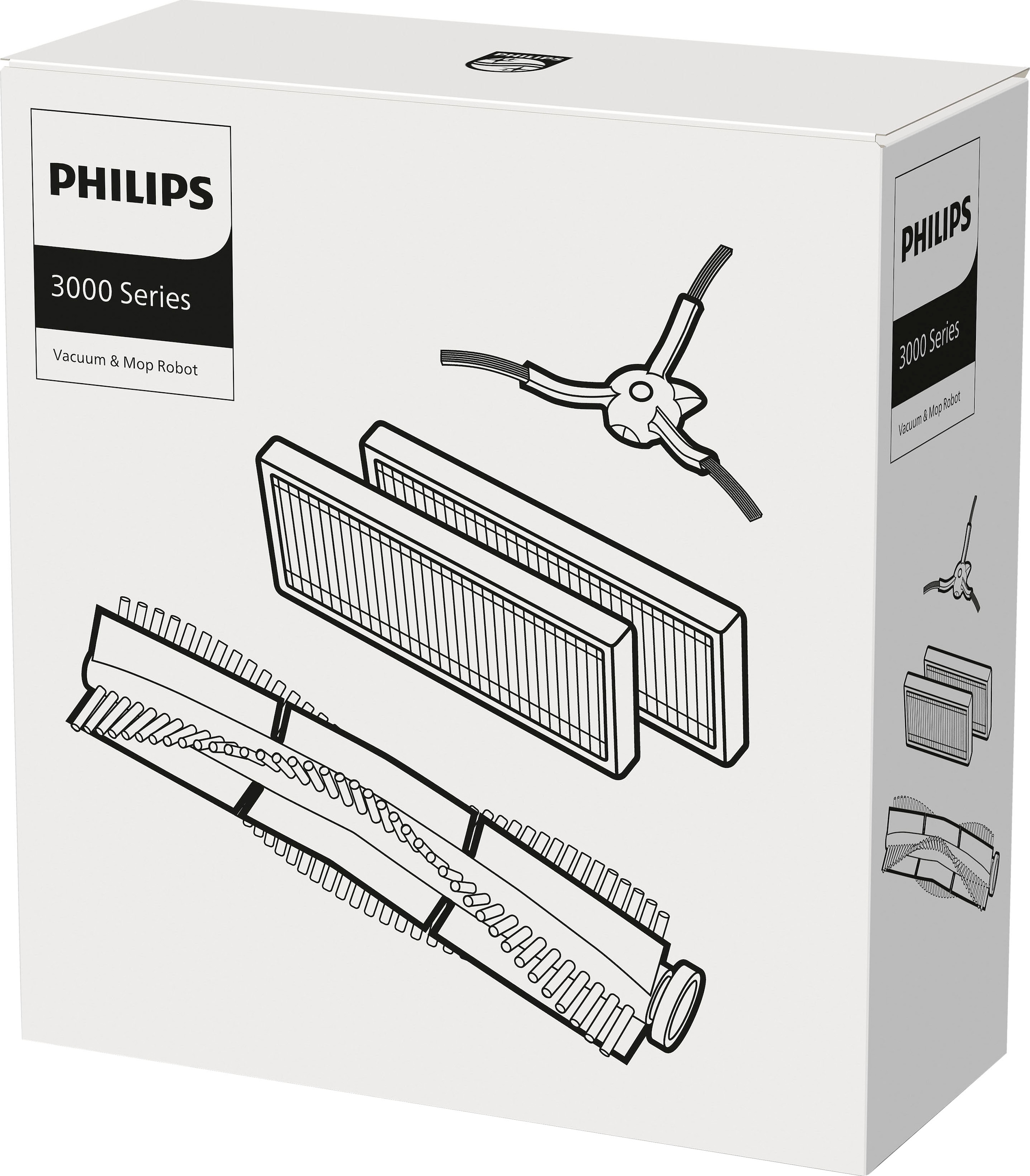 Philips XU3000/02, Bodenwischer-Set Saugroboter mit günstig | 2x 1x »XV1433/00«, 4 BAUR Seitenbürsten für Filter, (Packung, XU3110/02 St.),