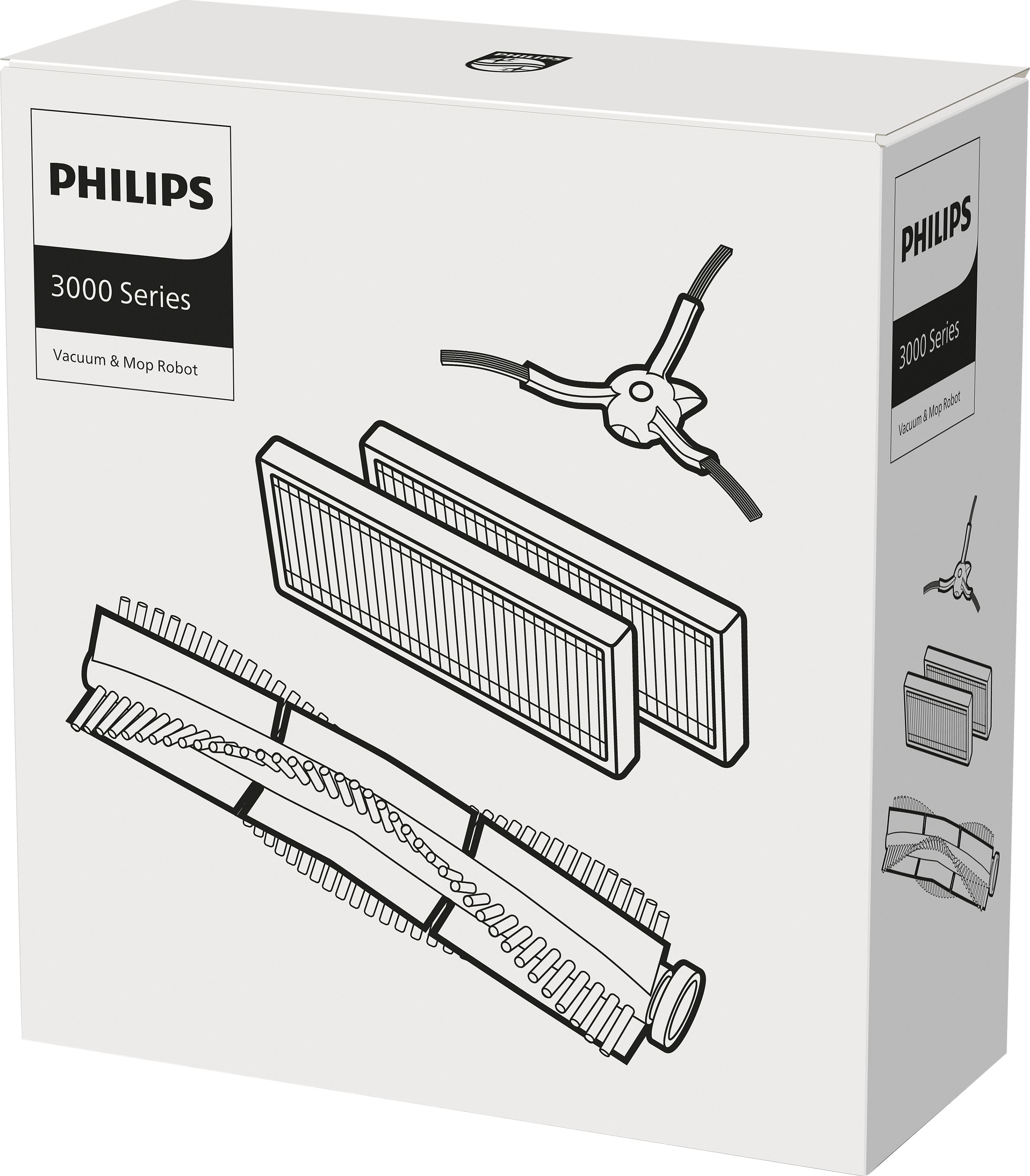Philips Bodenwischer-Set "XV1433/00" für Saugroboter XU3000/02, XU3110/02 mit 2x Filter, 1x Seitenbürsten