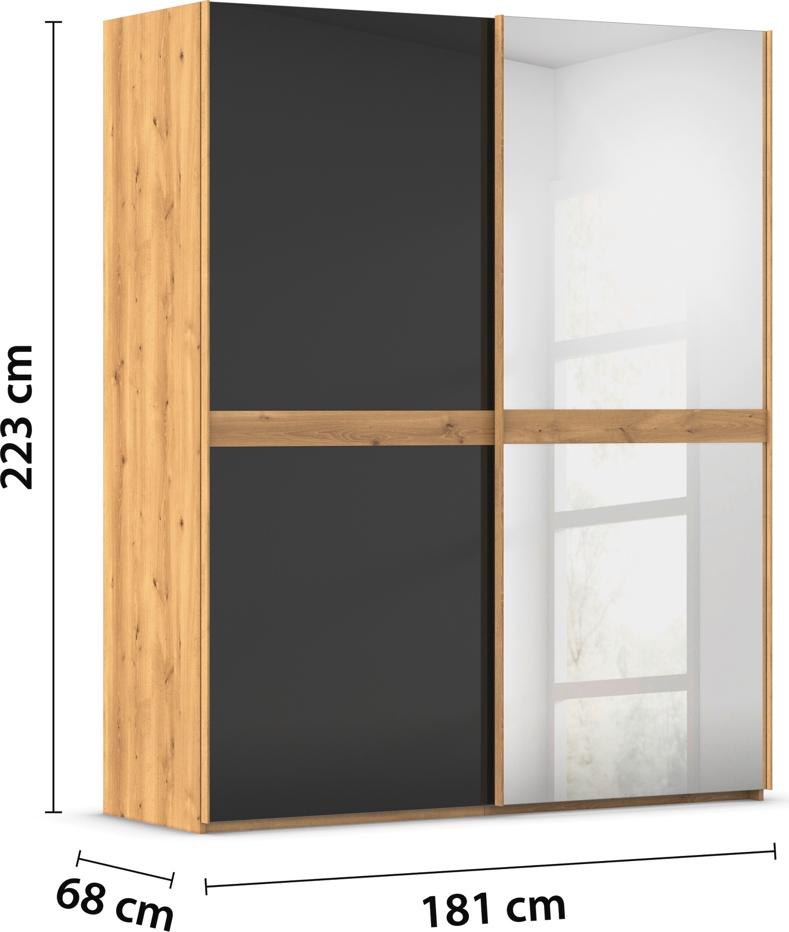 rauch Schwebetürenschrank »Kleiderschrank Schrank Garderobe Schlafzimmerschrank SCALE-LINE«, edle Optik mit Bauchbinde mit Glas/Spiegel-Front MADE IN GERMANY