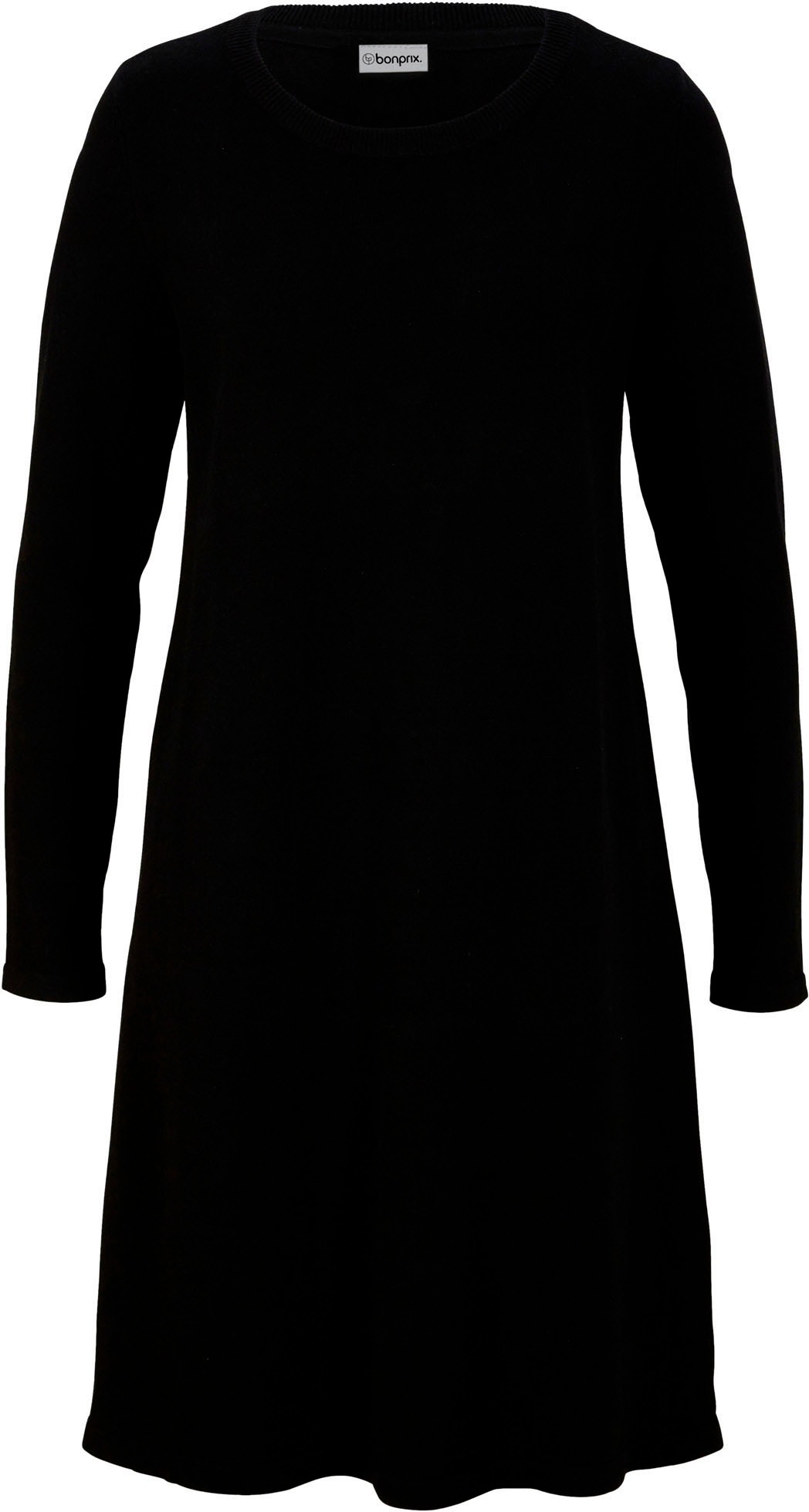 bonprix Strickkleid aus Baumwollmischung, figurumspielende Passform, unifarben
