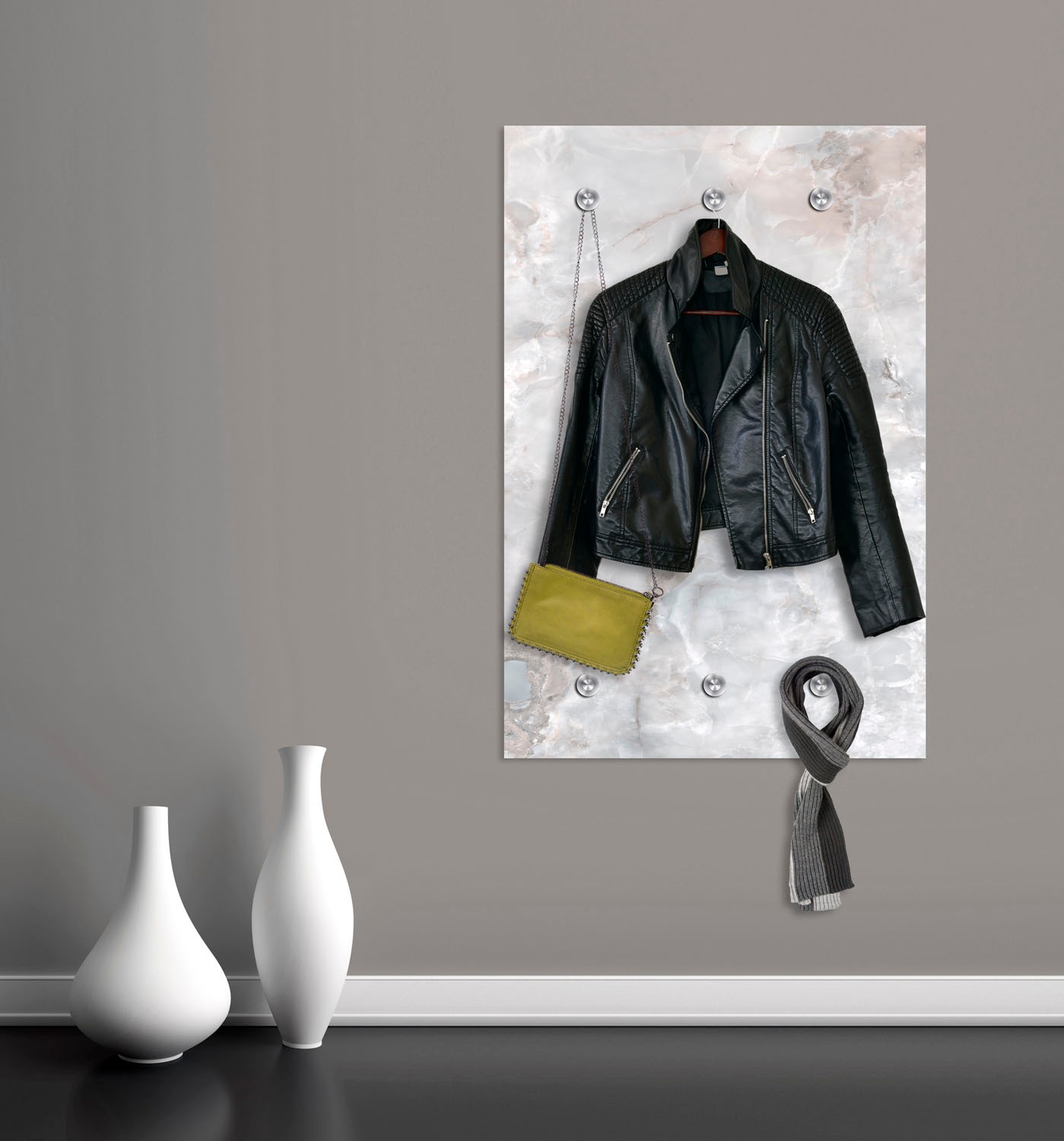 queence Garderobenleiste »Marmor«, mit 6 Haken, 80 x 120 cm