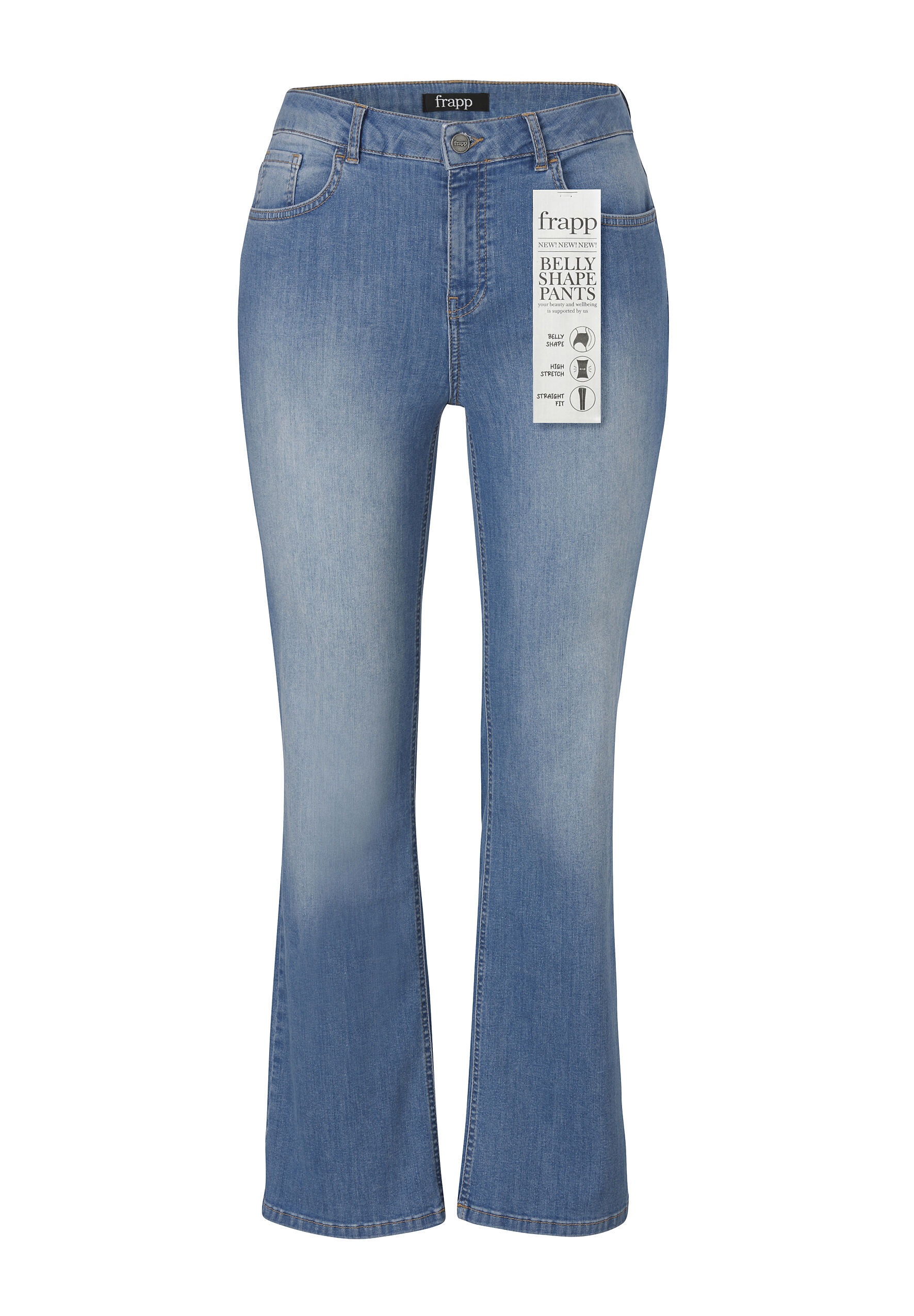 FRAPP Stoffhose "FRAPP Hosen" Innovative Belly Shape Jeans Mid Blue