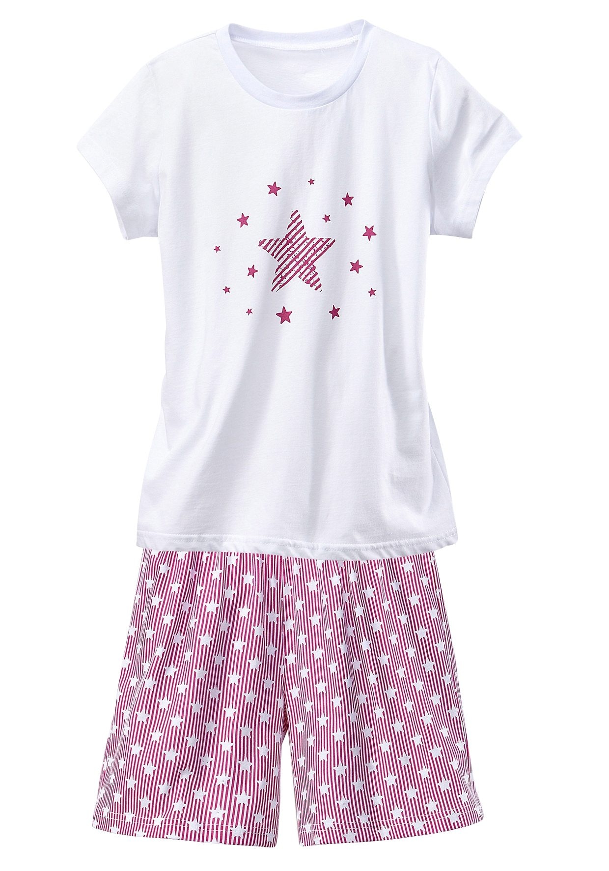 petite fleur Pyjama, (Set, 4 tlg., 2 Stück), modischer Sternendruck auf den Shirts und Hosen