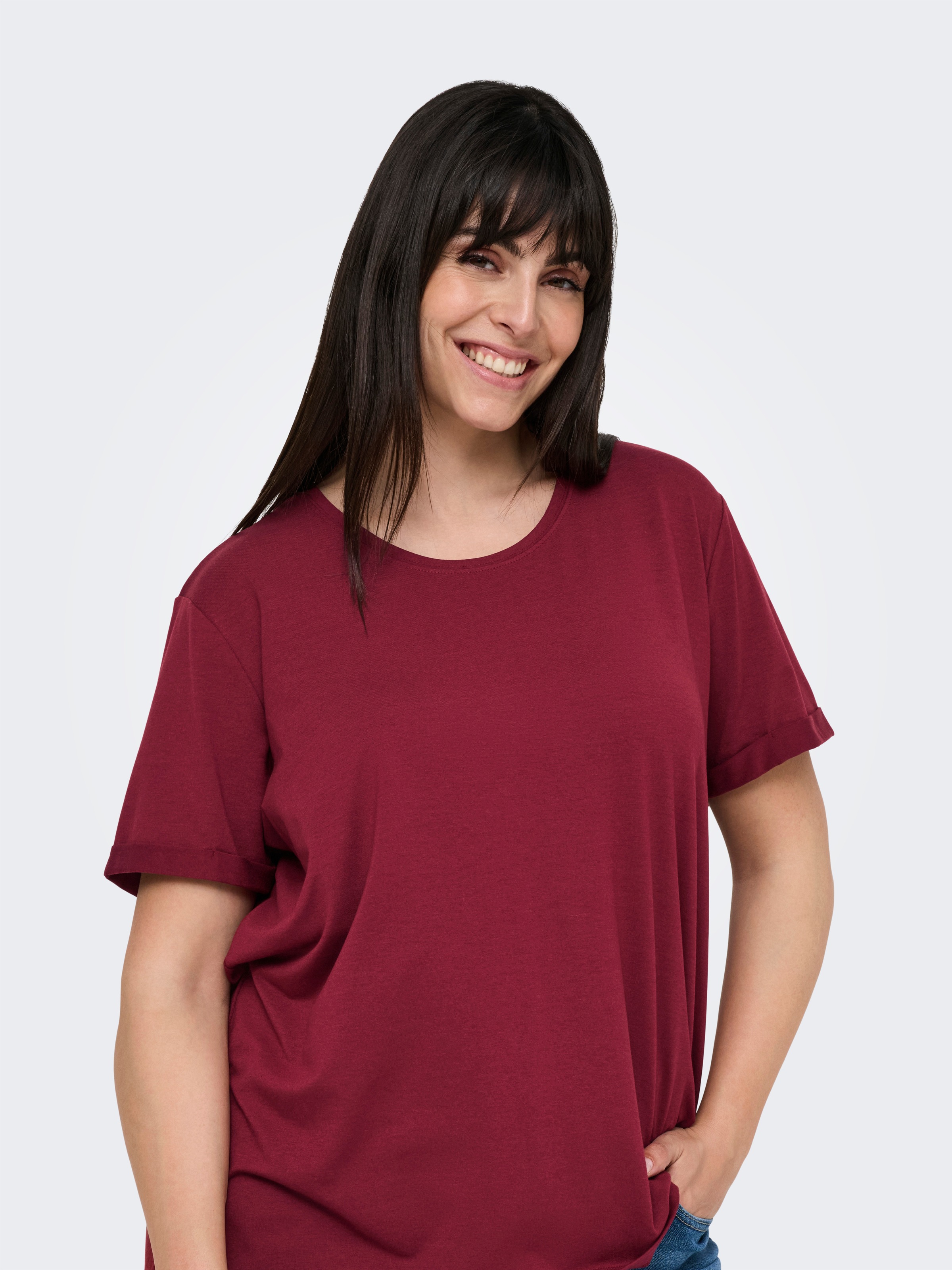 ONLY CARMAKOMA Kurzarmshirt "CARMOSTER S/S FOLD UP TOP JRS NOOS" günstig online kaufen