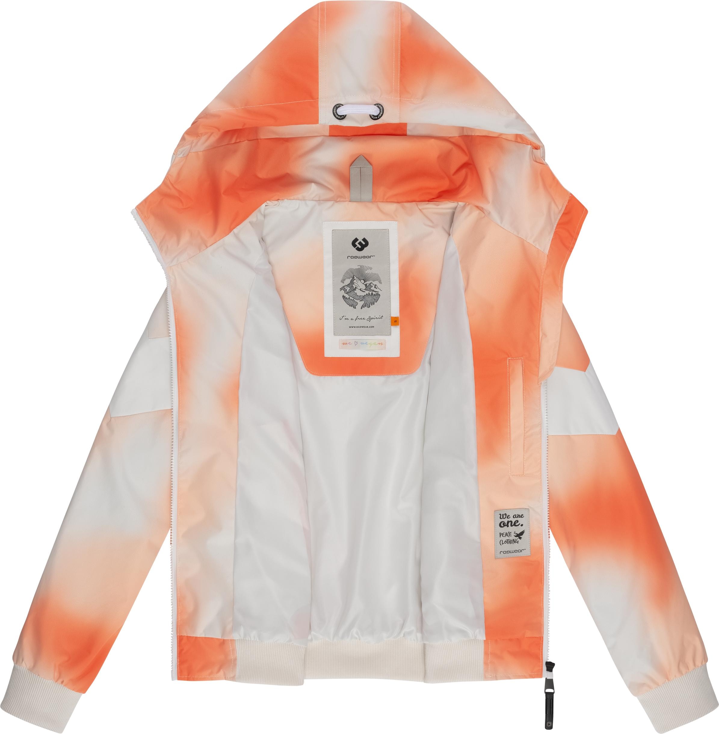Ragwear Funktionsjacke »Nuggie Block Ombre Intl.«, mit Kapuze, Übergangsjacke mit auffälligem Batik-Muster