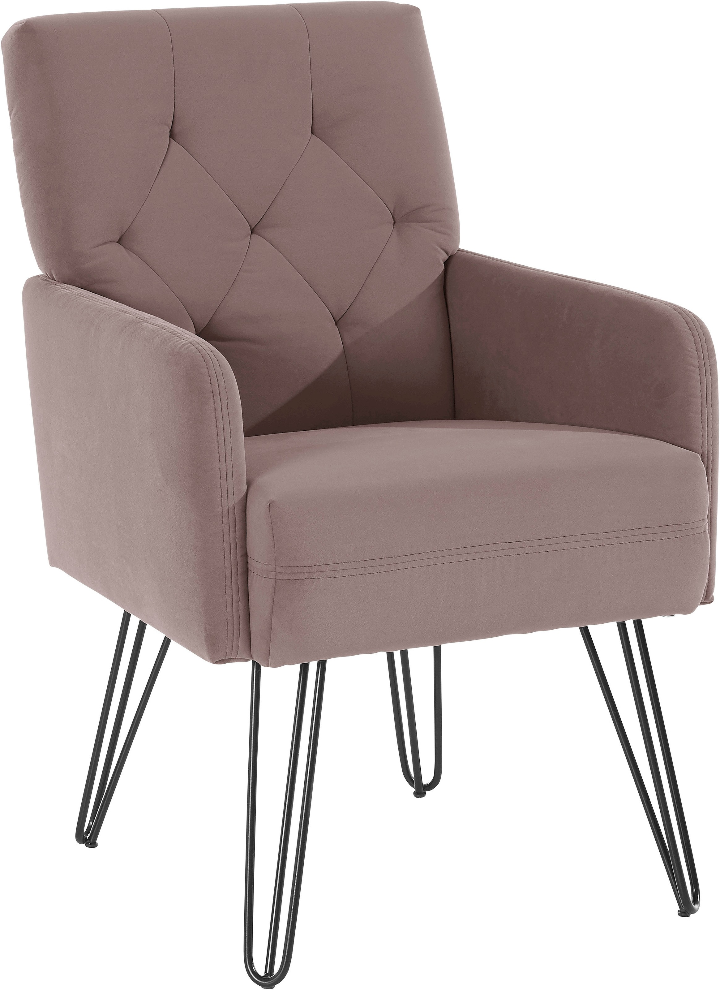 exxpo - sofa fashion Sessel »Doppio, Loungesessel mit Designuntergestell, bequem und elegant«, aufwendige Rückenverarbeitung, Breite 61 cm