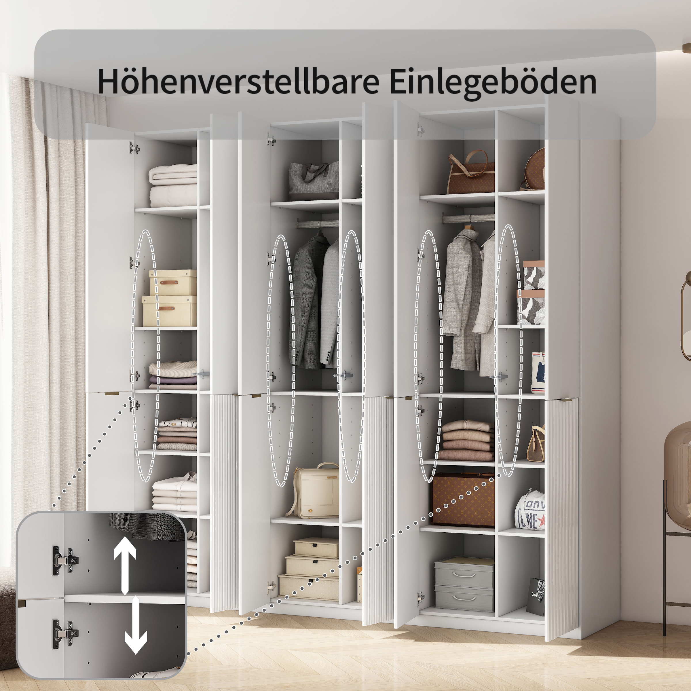 OTTO home Kleiderschrank »Jorella Schlafzimmerschrank Garderobe mit Softclose Türen« eleganter Schlafzimmerschrank Rillendesign Trend Breite 241cm
