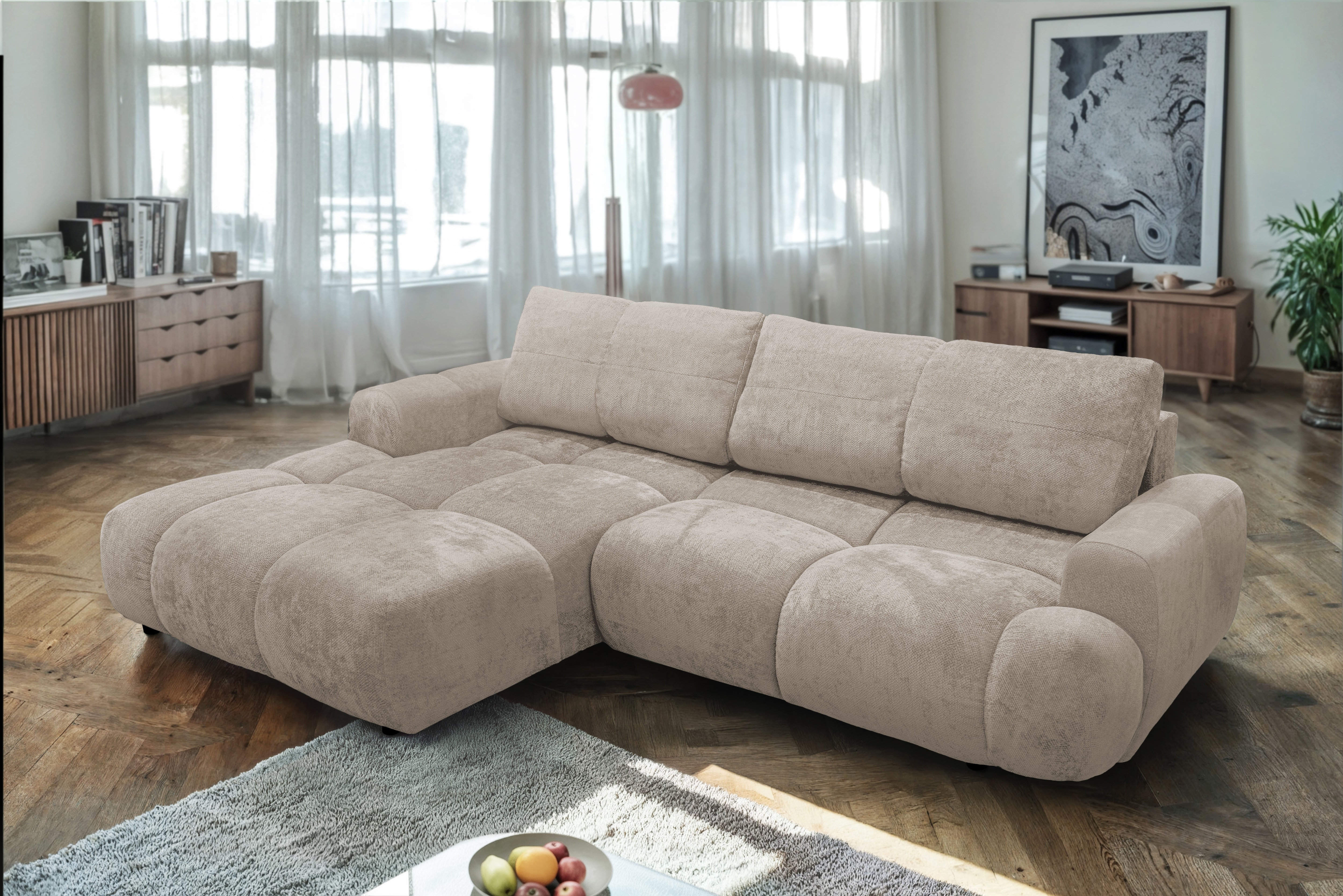 exxpo - sofa fashion Ecksofa inkl. Bettfunktion und Bettkasten,toller Sitzkomfort, Steppung im Sitz