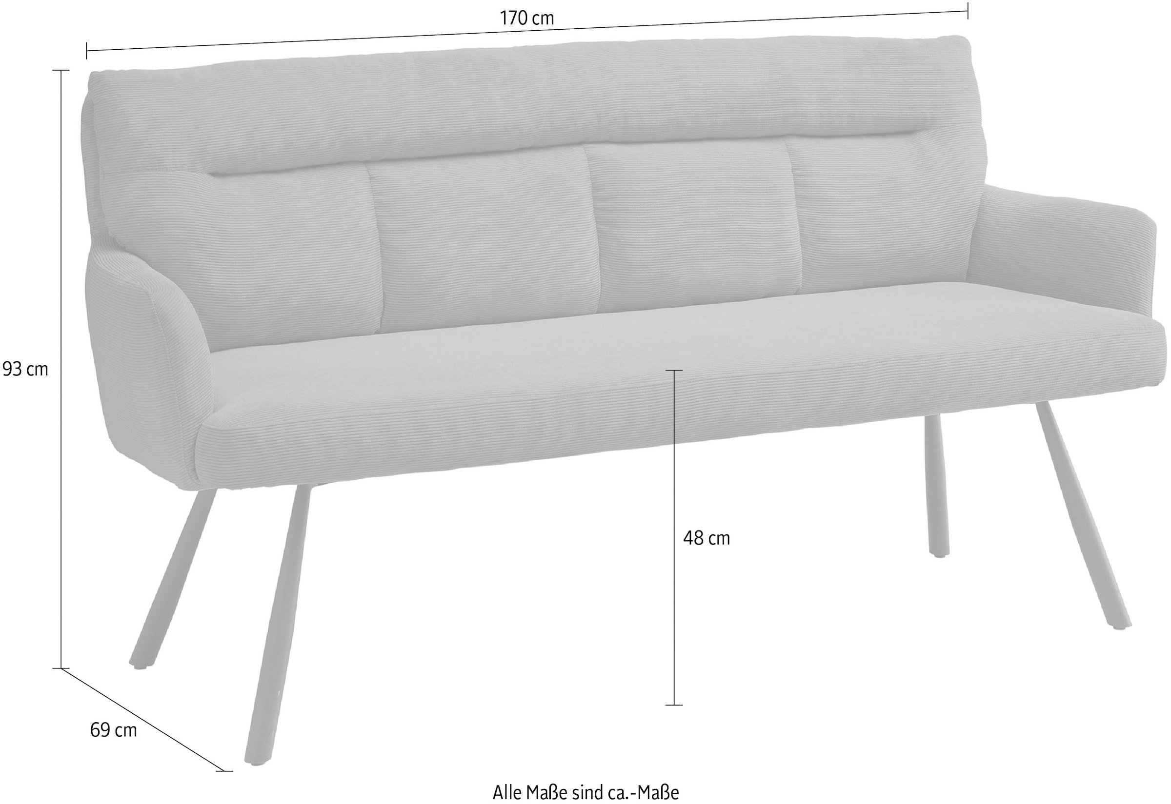 Stolkom Polsterbank »Sofia Polsterbank B/H/T 180x93x69 cm« 1 Stk. tlg. Breite 180cm, Federkern im Sitz