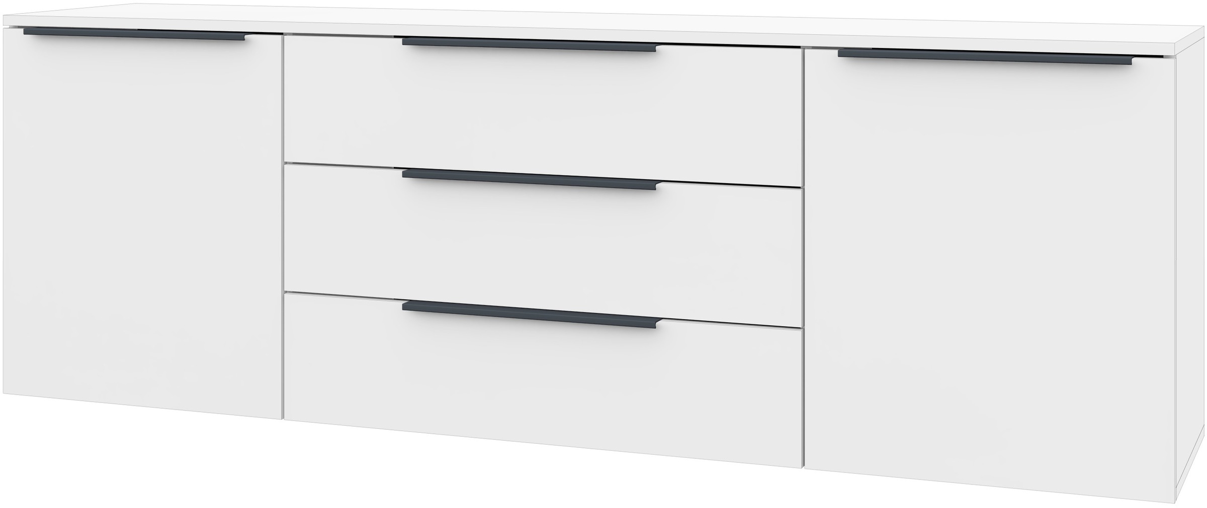 borchardt Möbel Sideboard "Tom, Kommode Breite 166cm, hängend oder stehend mit Metallgriffen" 2 Türen 3 Schubkästen, verstellbare Einlegeböden