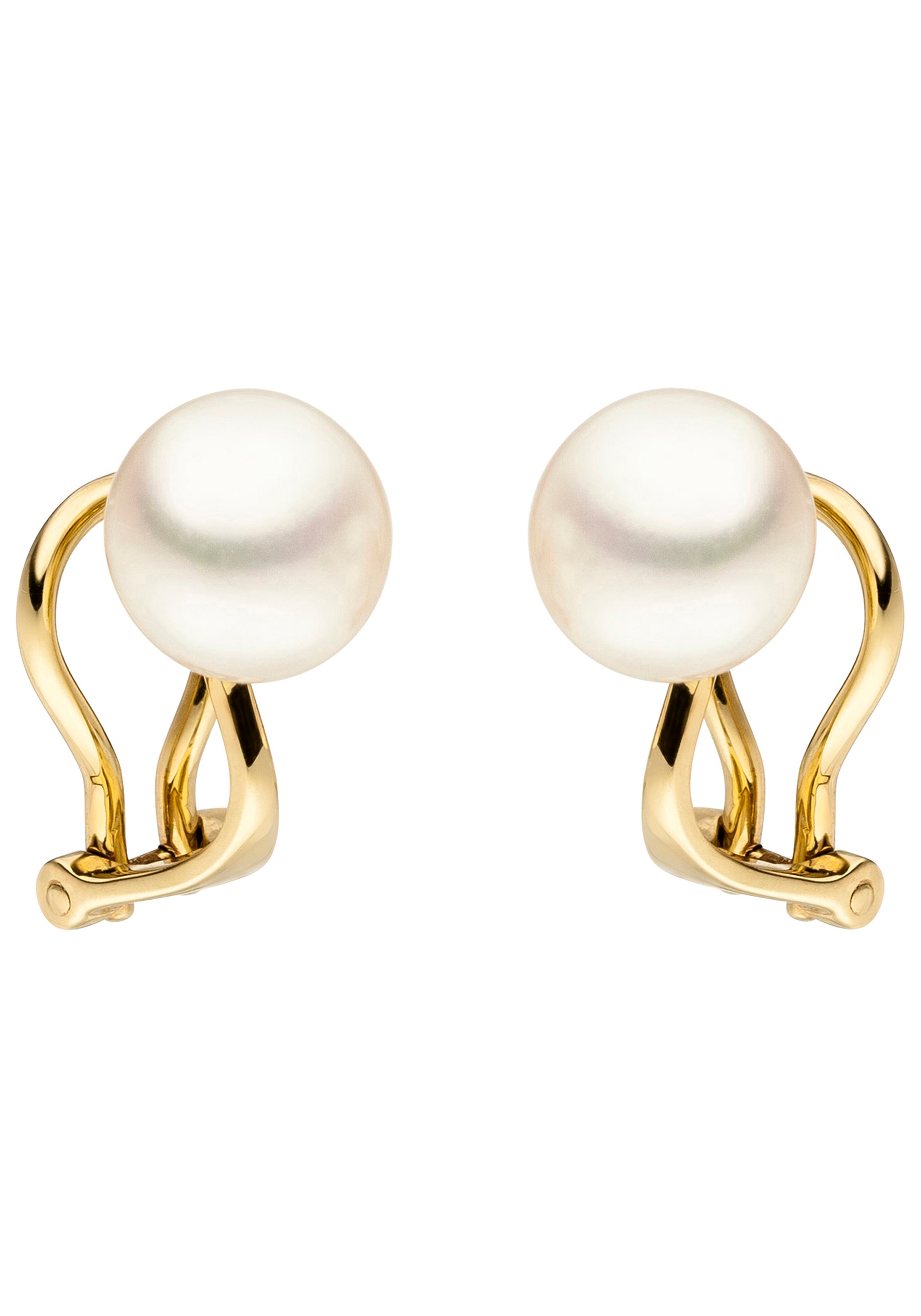 JOBO Paar Ohrclips 585 Gold mit Süßwasser-Zuchtperlen
