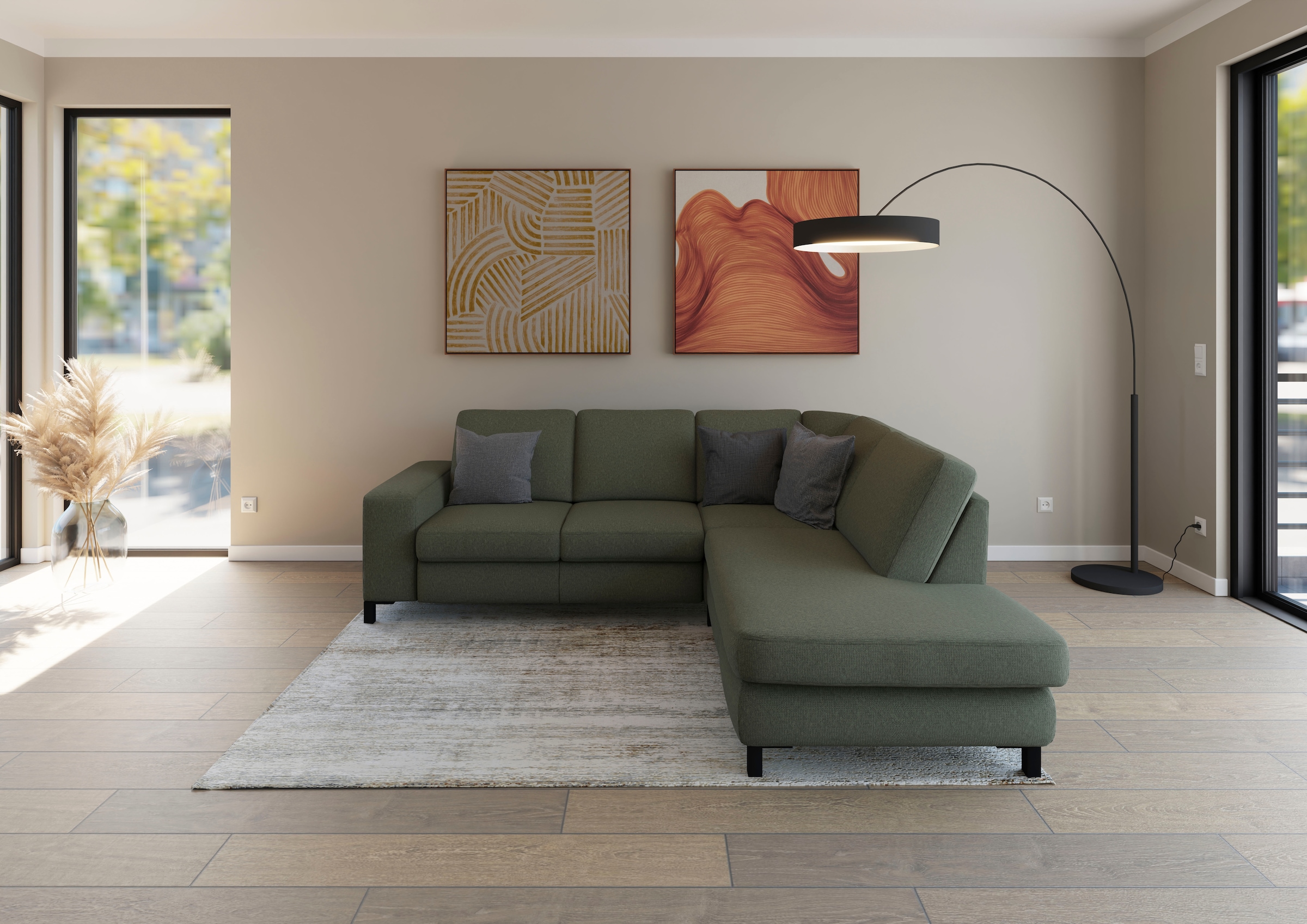 Musterring Ecksofa »MR365« Mit gerader 27 cm Armlehne, wahlweise in 3 Materialien, 245 x 219 cm