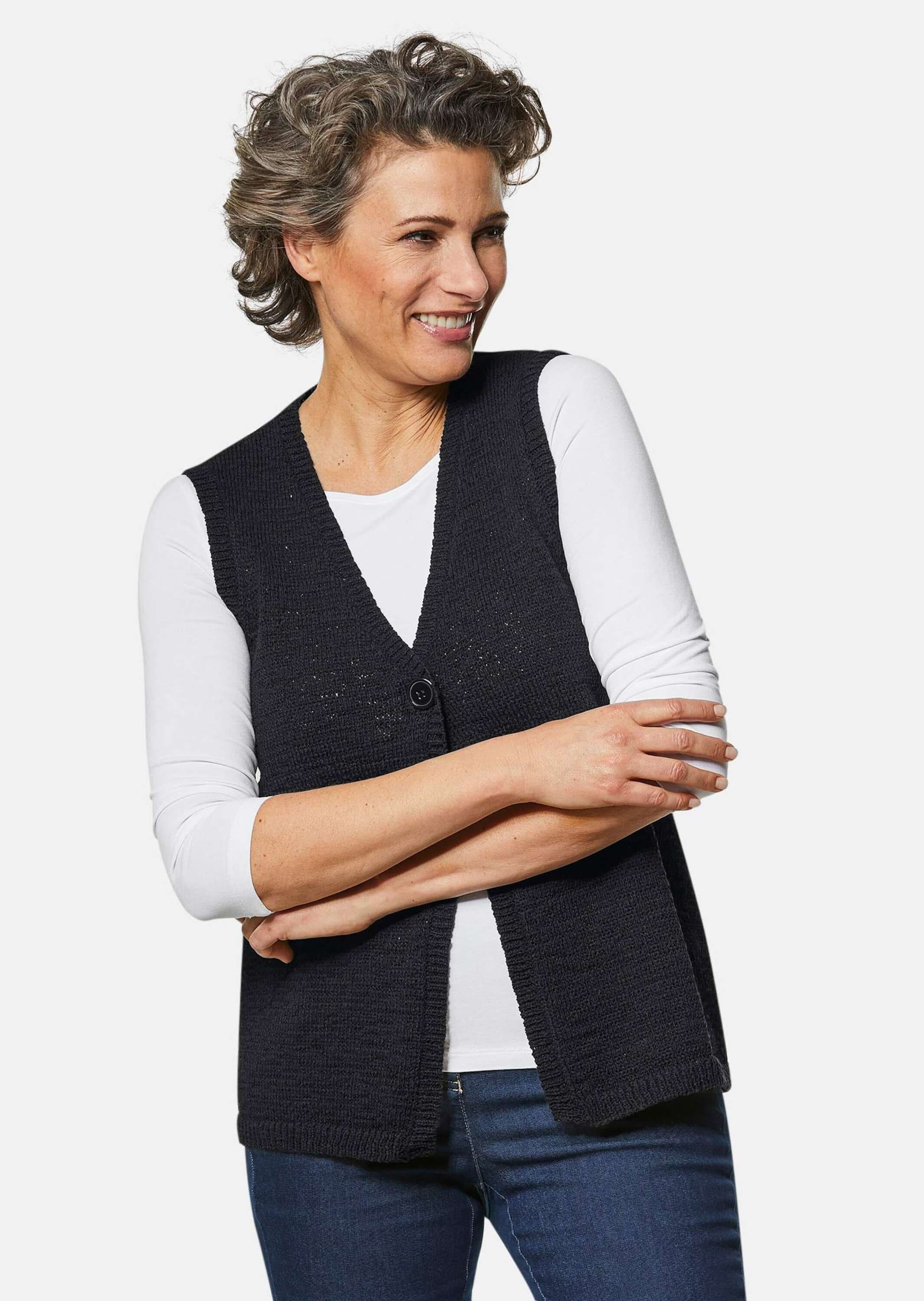 GOLDNER Strickjacke »Bändchengarnstrickweste Zeitlose Strickweste mit V-Ausschnitt«