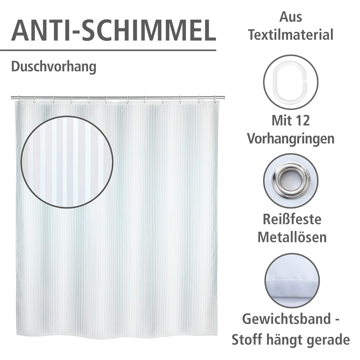 Thumbnail - WENKO Duschvorhang "Palais" Breite 180 cm Höhe 200 cm, Polyester, waschbar
