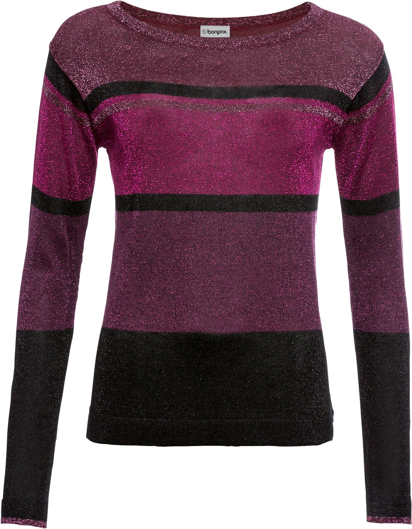 bonprix Strickpullover aus Viskosemix mit glänzendem Streifen-Muster