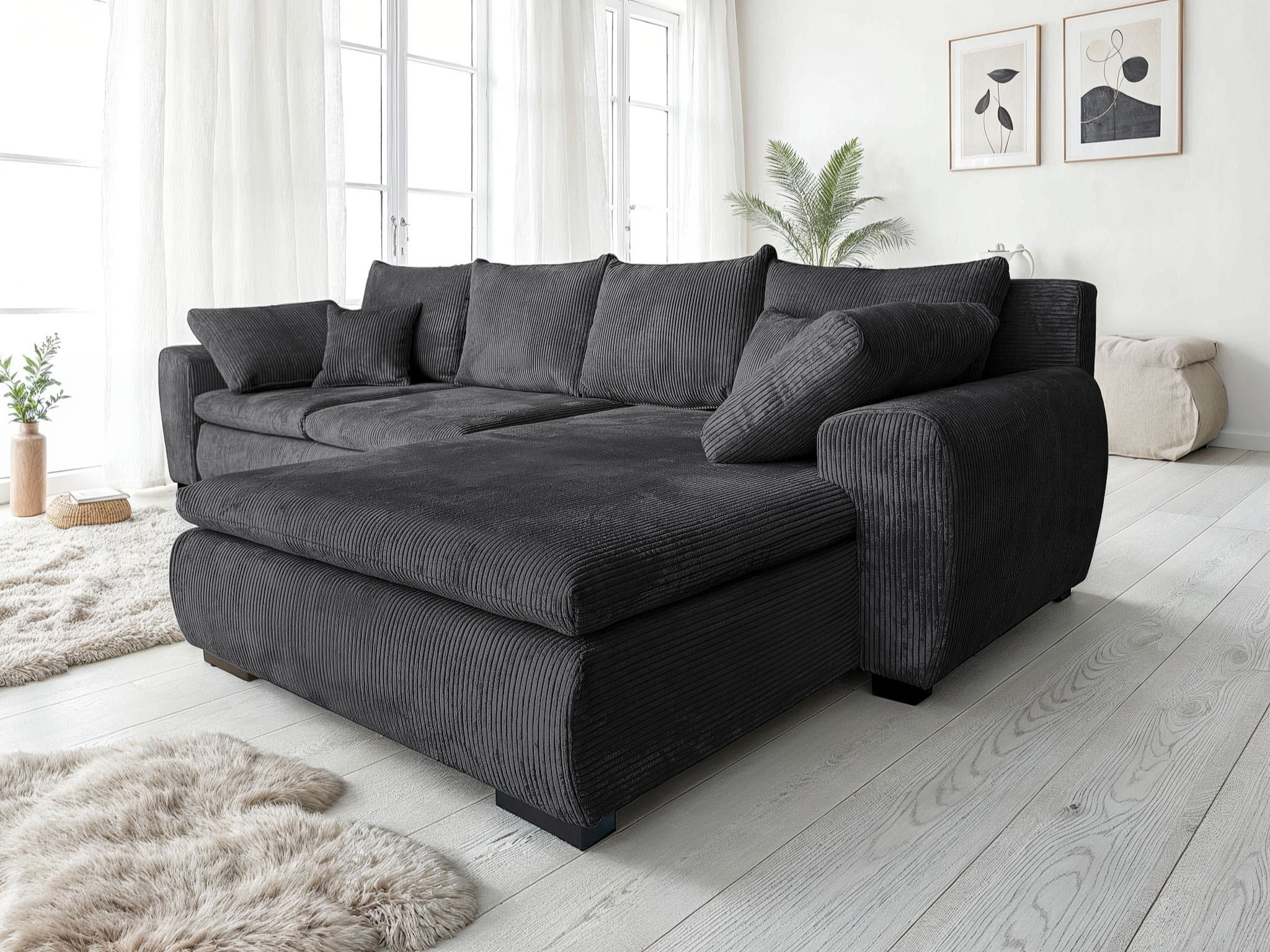 Home affaire 1100000002199 "Cara Mia L-Form, B: 325 cm, XXL-Sofa mit 4 Zierkissen" optional Schlaffunktion & Bettkasten, Liegefl. 145x270 cm