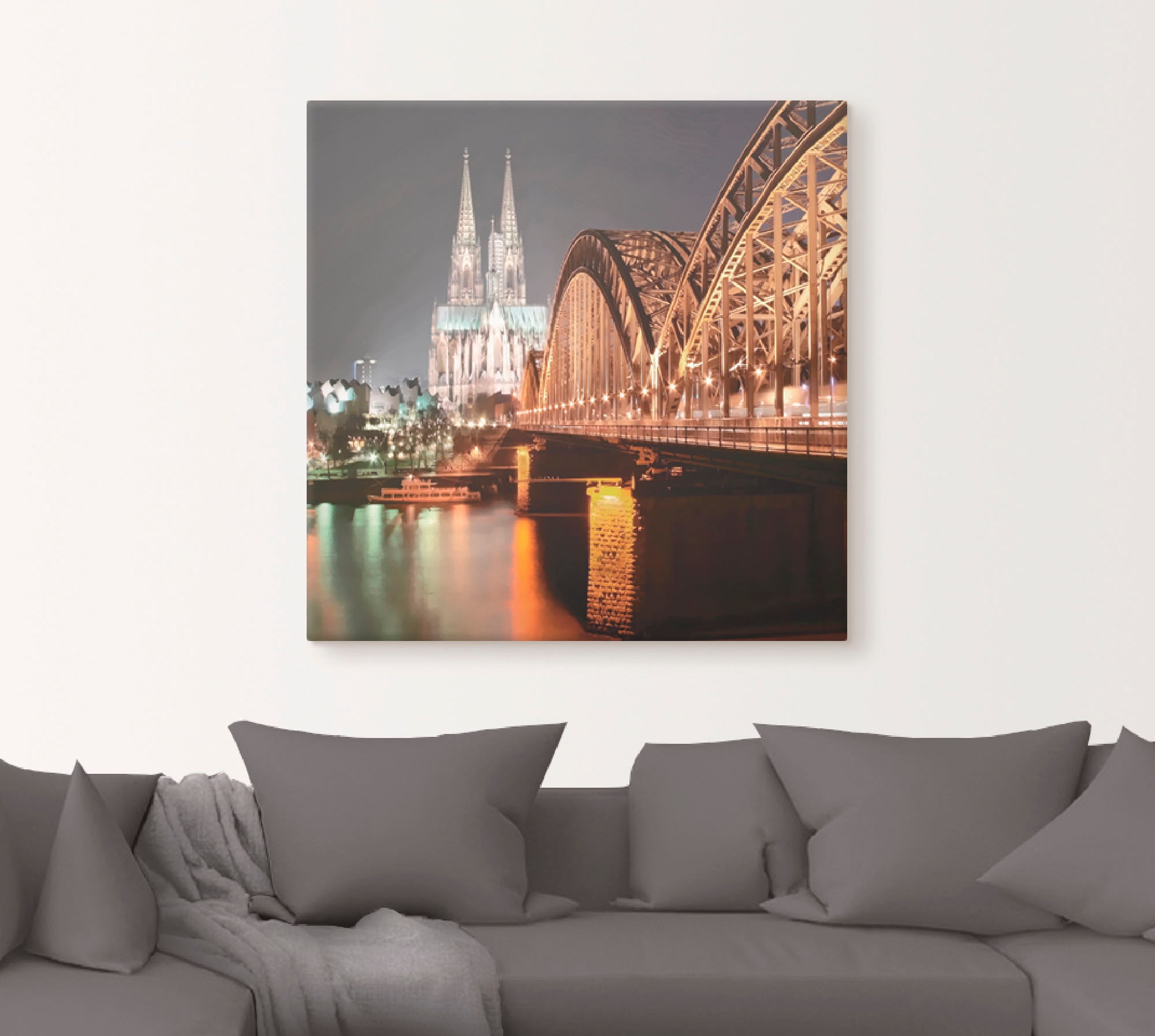 Artland Leinwandbild »Köln Skyline Collage V«, Brücken, (1 St.), auf Keilrahmen gespannt