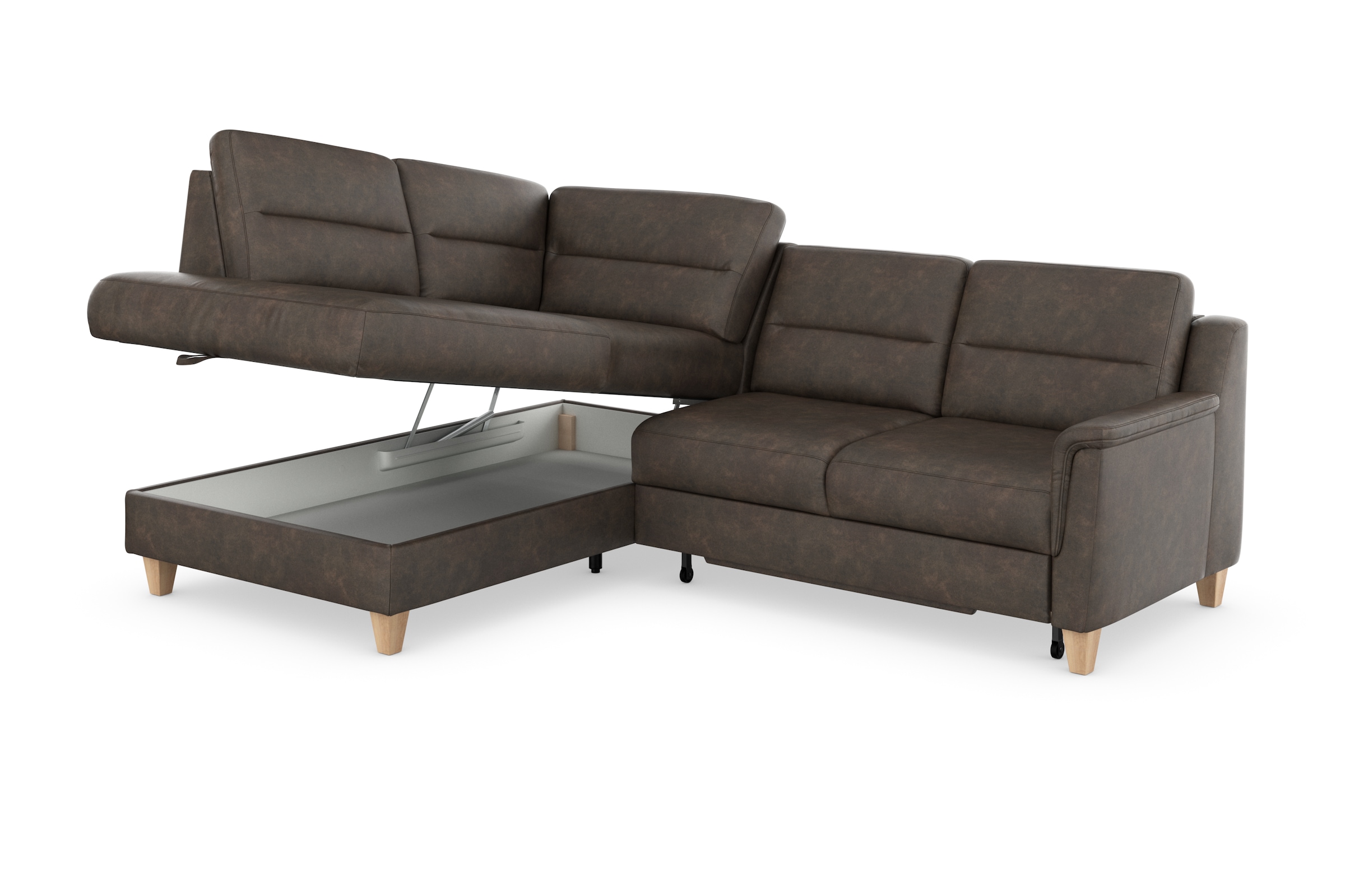 sit&more Ecksofa »Farö L-Form«, inklusive Federkern, wahlweise mit Bettfunktion und Bettkasten