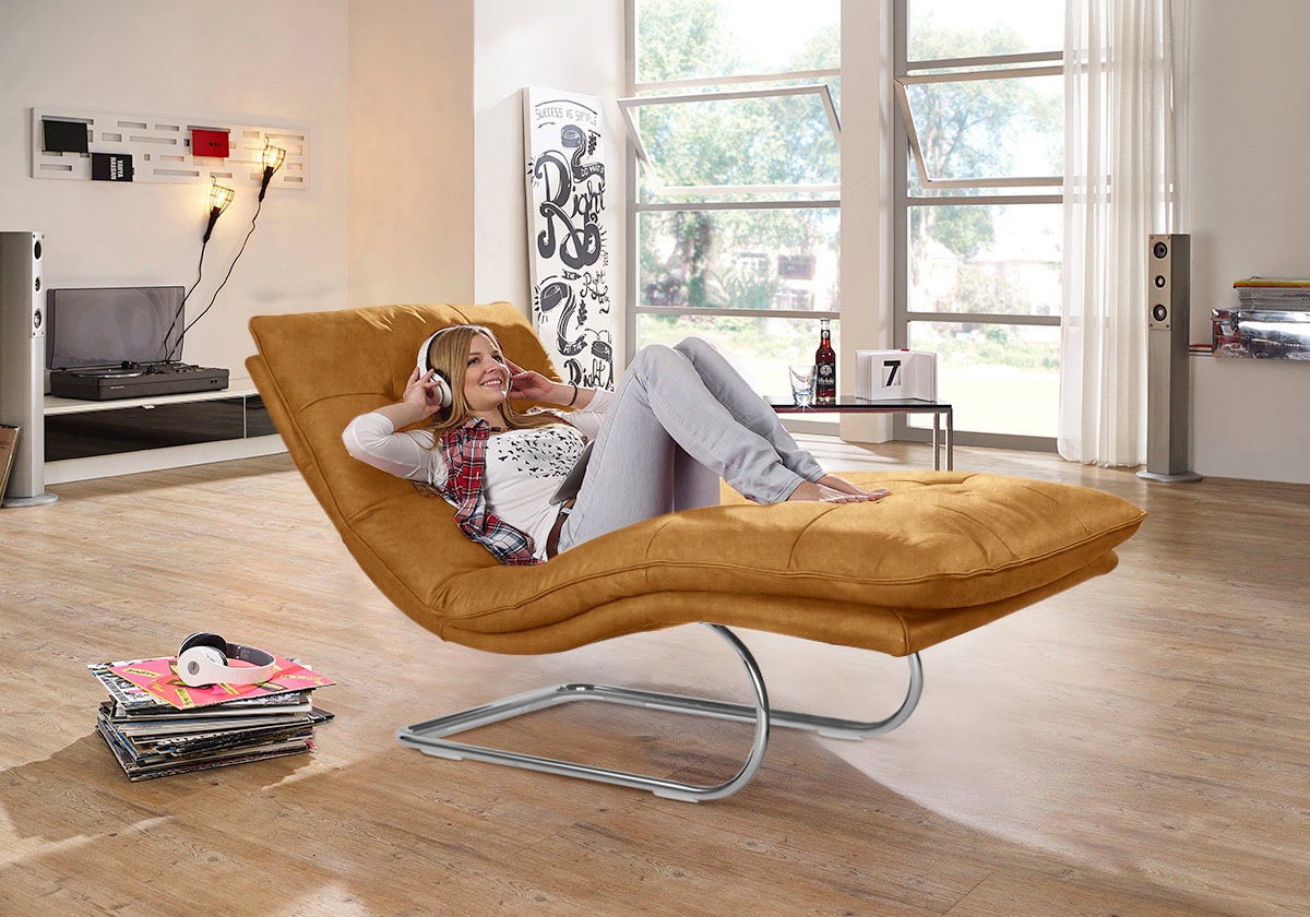 W.SCHILLIG Relaxliege "daily dreams" in Waffelkissen-Optik, wahlweise mit Motor, Freischwingergestell