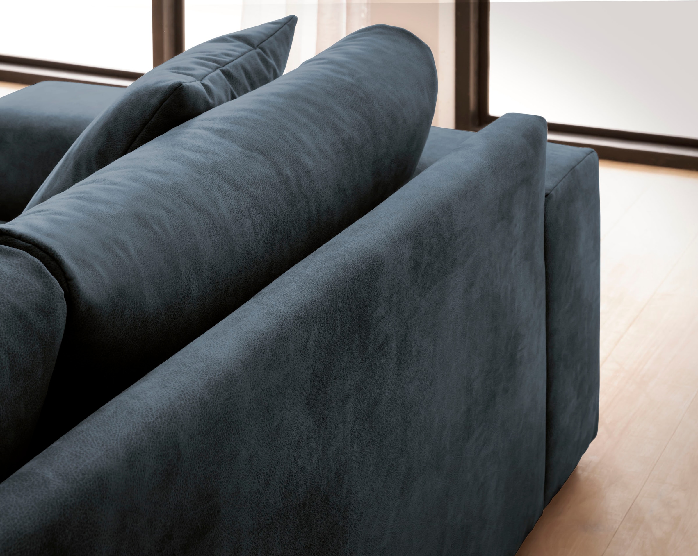 andas Ecksofa »SLEETLAND XXL in Samtvelours oder Vintage-Leder-Optik, L-Form,«, besonders groß und bequem