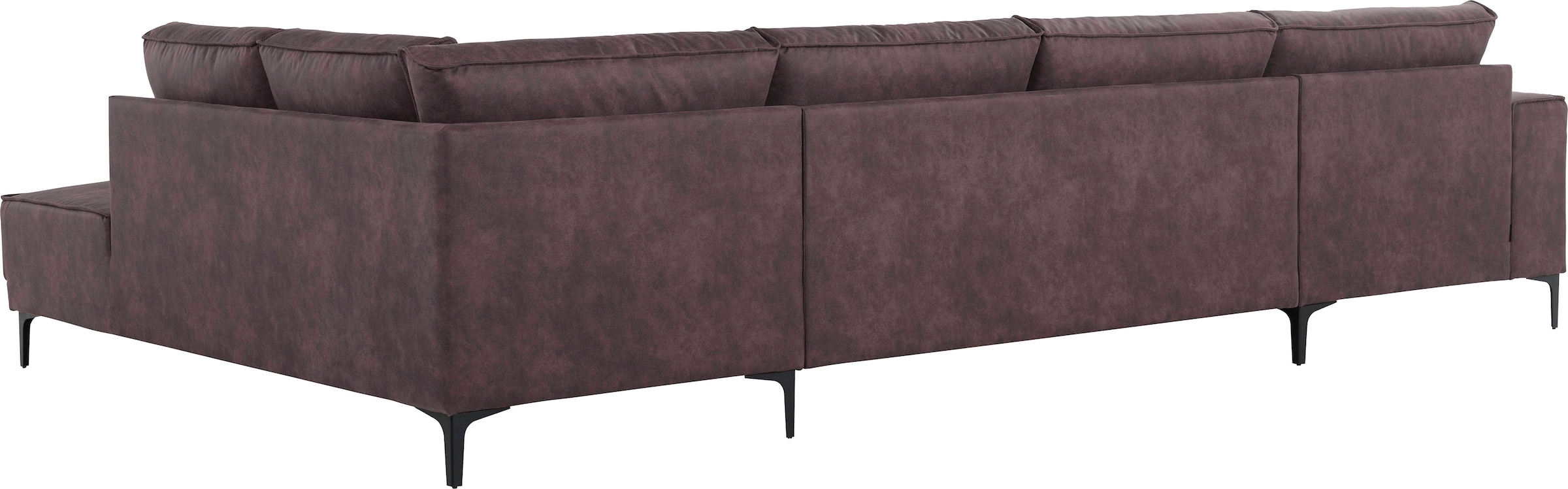 Places of Style Wohnlandschaft »XXL Sofa Oland, Struktur, Flachgewebe, Luxus-Microfaser, Boucle«, U-Form, 345 cm, Wellenunterfederung, Skandi-Design, Metallfüße