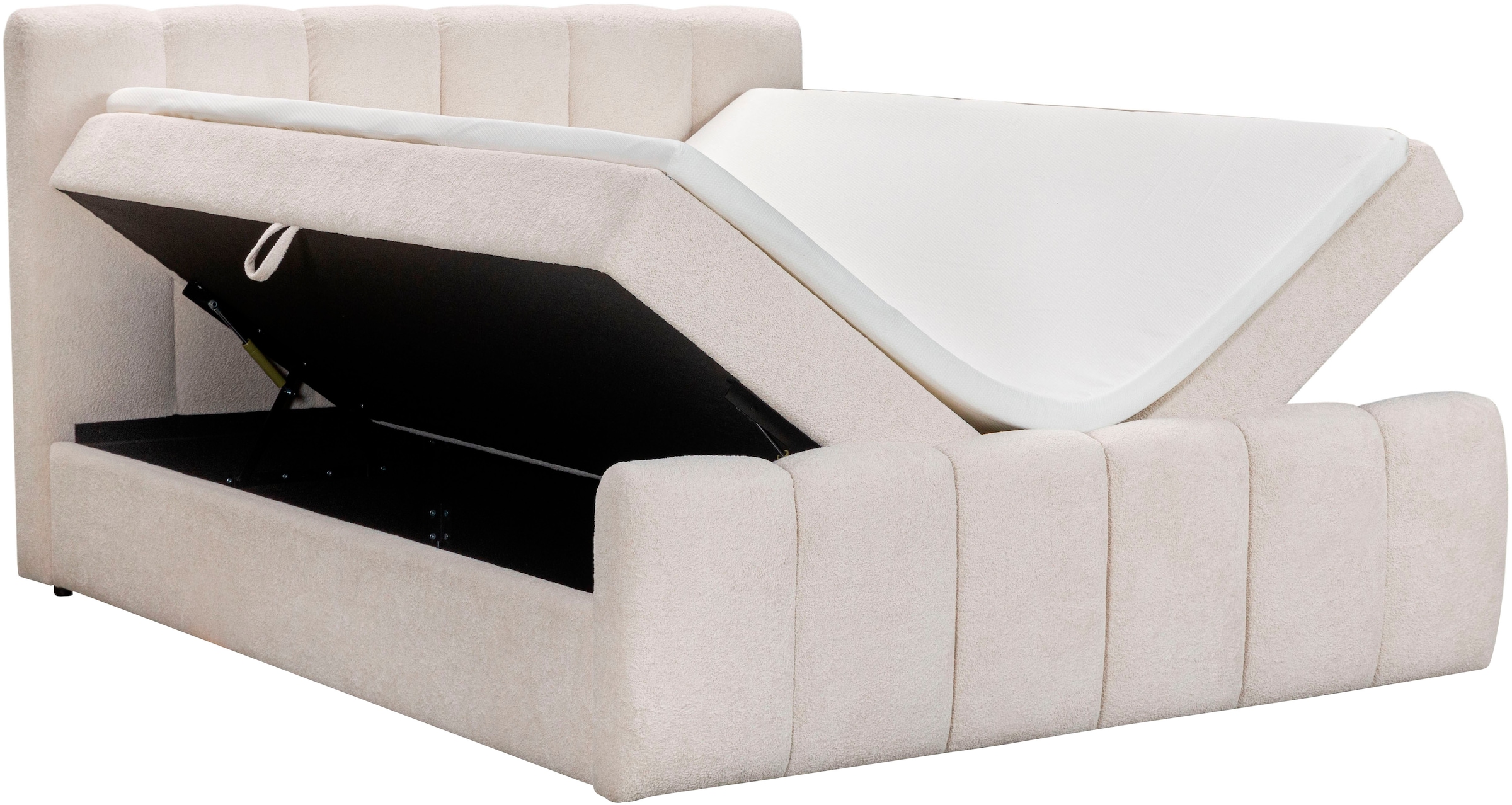 OTTO home Boxbett »MIMMIE, Polsterbett mit Bettkasten, Liegefläche 180x200cm« mit Komfortschaum-Topper, Chenille-Bezug