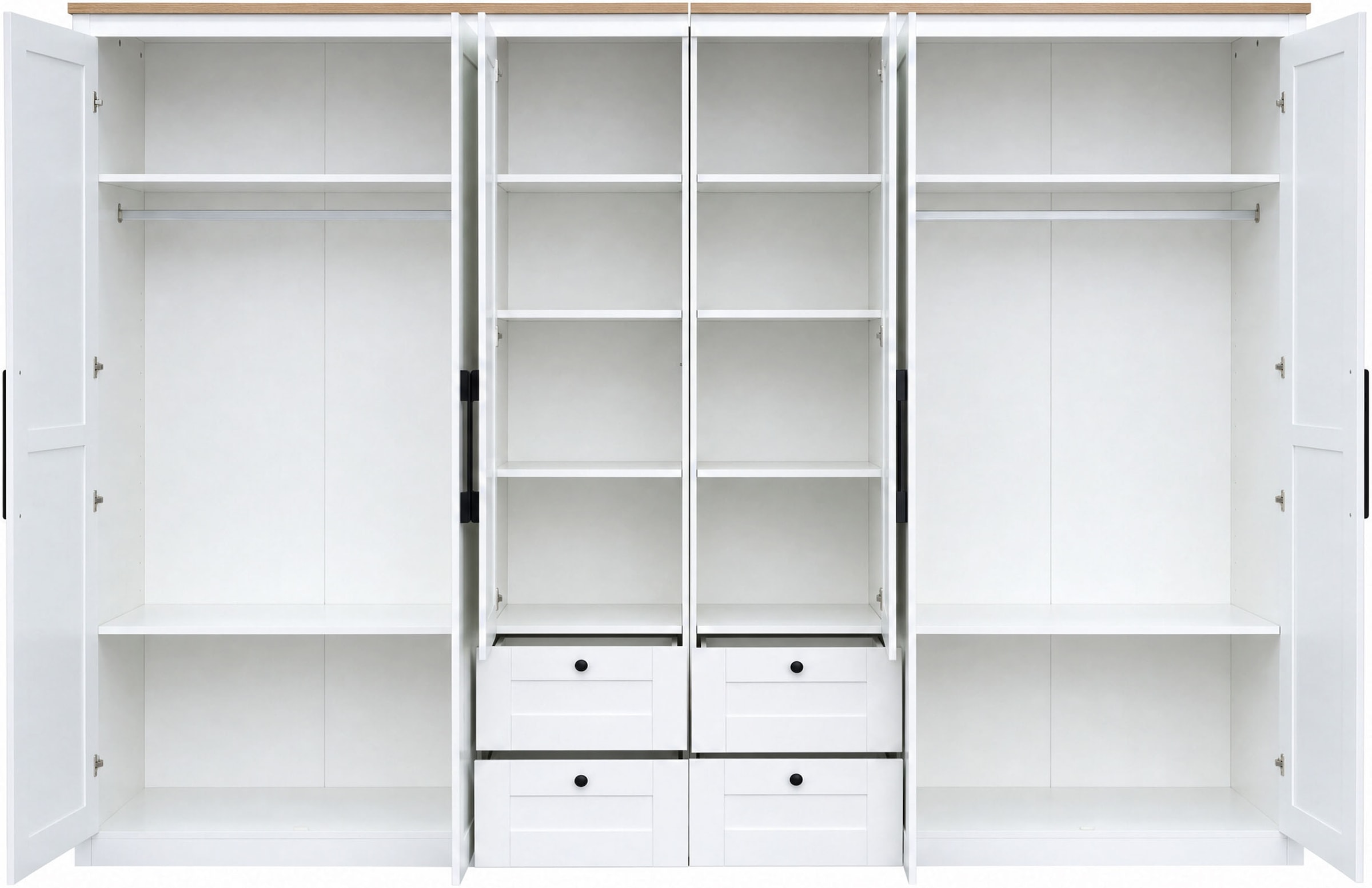 OTTO home Kleiderschrank »Büsum Schlafzimmer Schrank mit 6 Türen und Spiegel« Schlafzimmerschrank Landhaus Design Garderobe Schrank Bestseller