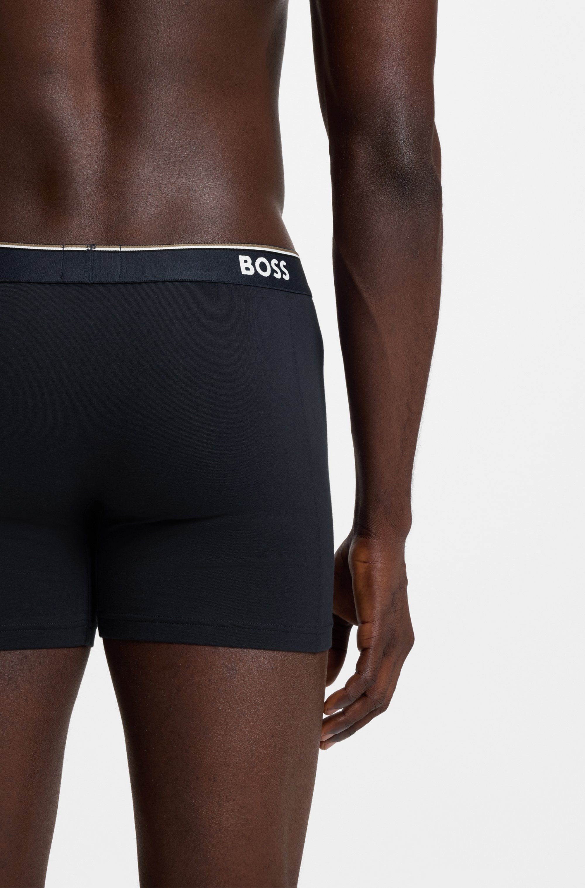 BOSS Boxershorts Packung, 3 Stk. längeres Bein, anliegend, aus Stretch-Baumwolle