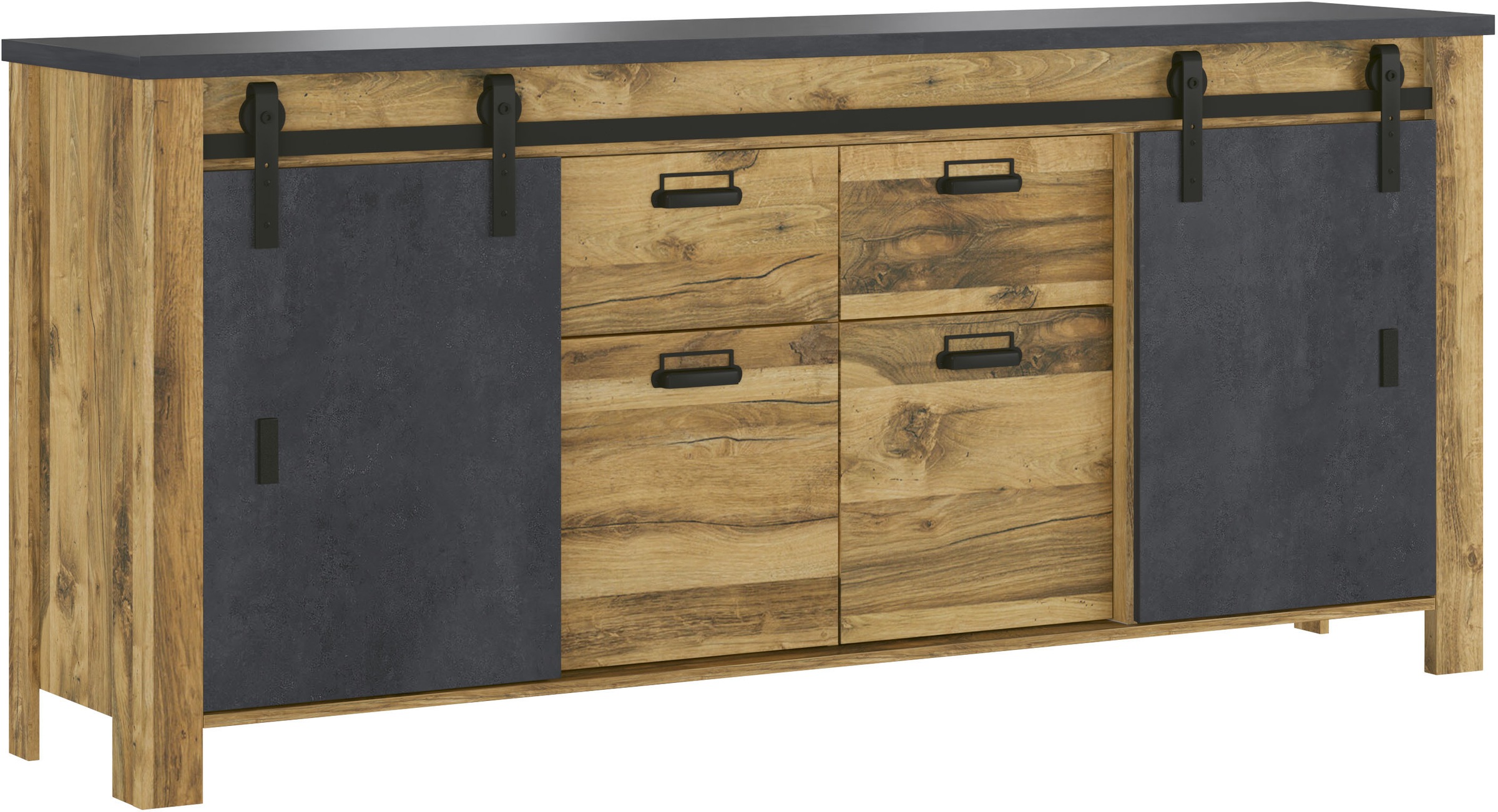 Home affaire Sideboard "York, moderner Schrank, Kommode in Hunton Oak Dekor günstig online kaufen