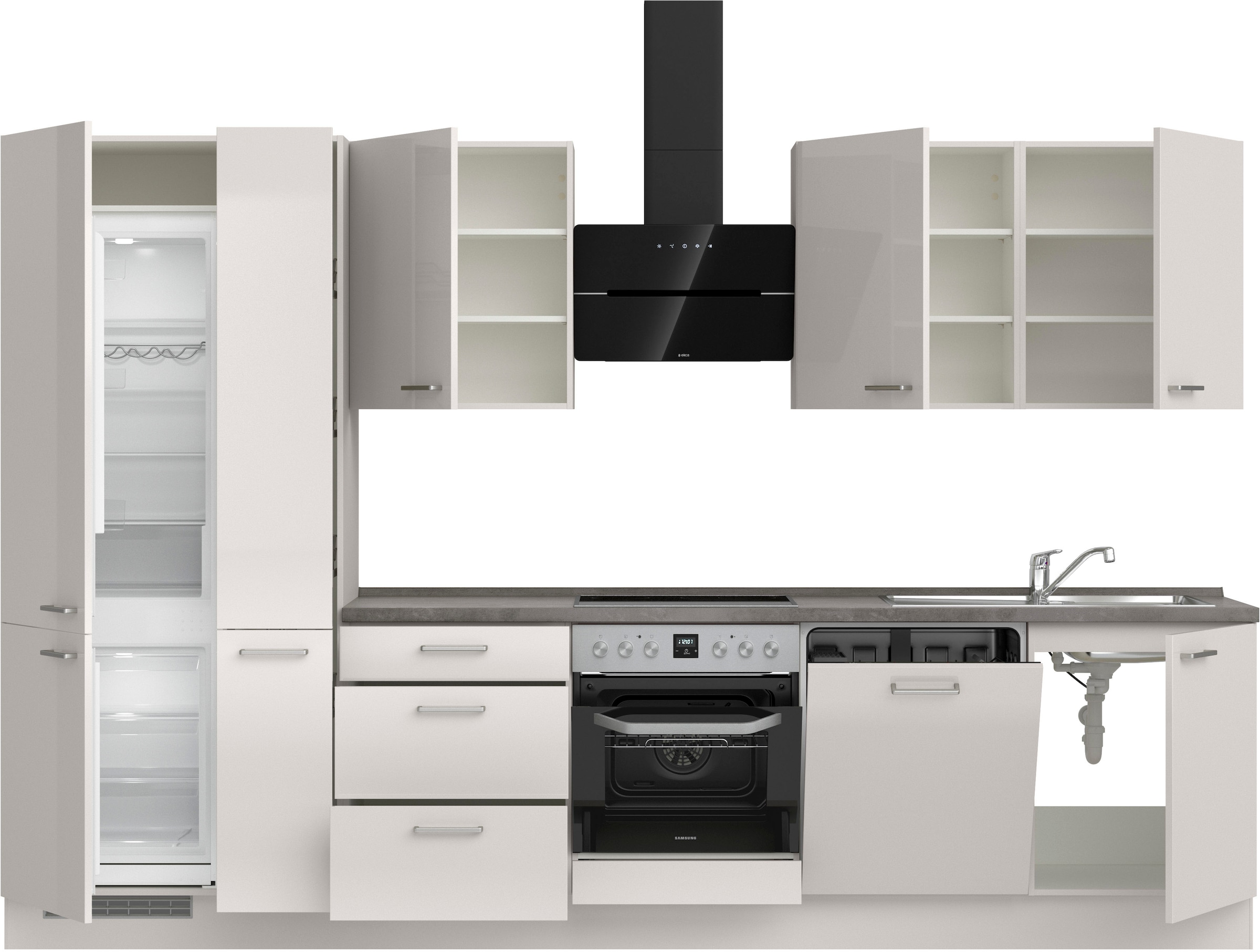 nobilia® Küchenzeile »"Flash II"«, vormontiert, Ausrichtung wählbar, Breite 330 cm, wahlw. mit E-Geräten