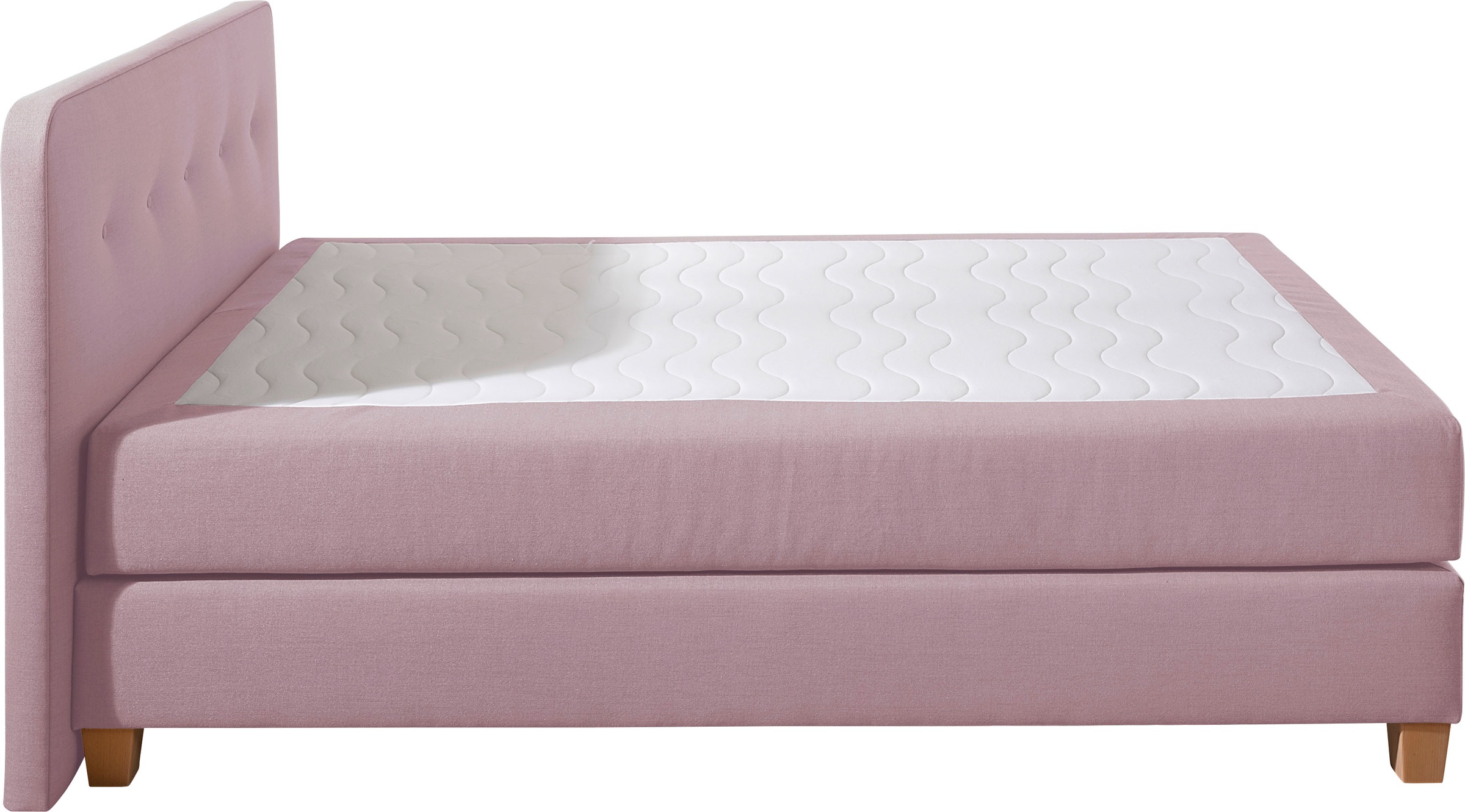 Boxspringbett HOME AFFAIRE "Fargo", lila (flieder), B:153cm L:227cm, Struktur fein (100% Polyester);Samtstoff (100% Polyester), Komplettbetten, Boxspringbett, in Überlänge 220 cm, mit Topper, 3 Ausführungen, 4, Breiten 7