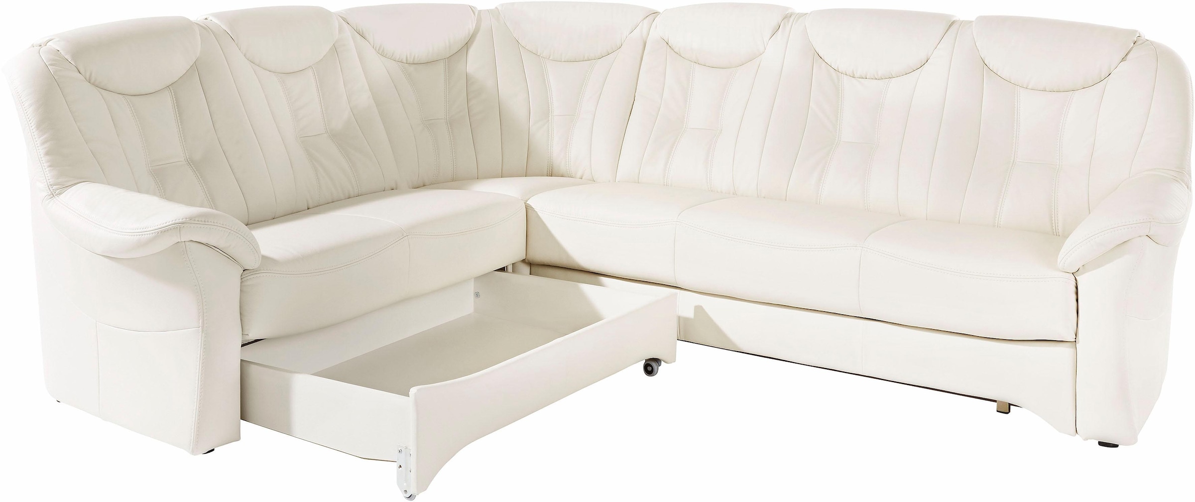 exxpo - sofa fashion Ecksofa »Isabel, klassisch moderne hohe Rückenlehne für mehr Komfort, L-Form«, bequemer Federkern, wahlweise mit Bettfunktion und Bettkasten