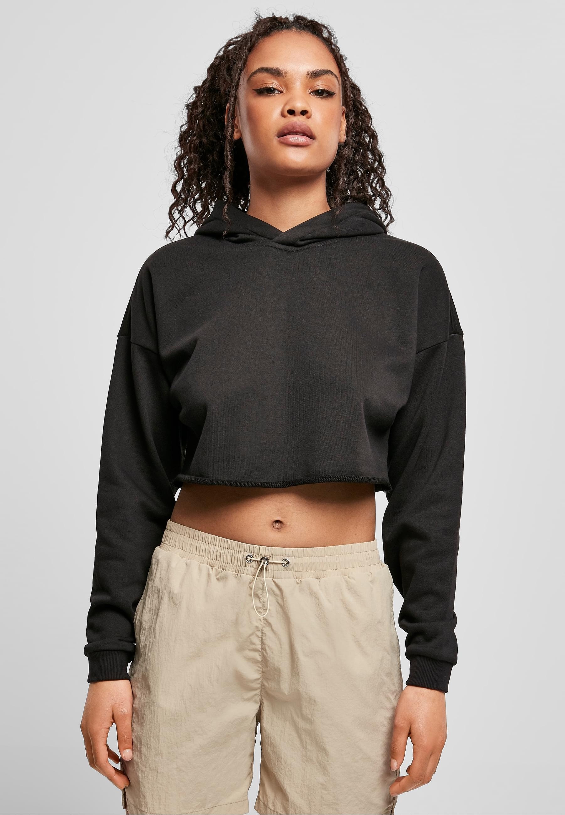 URBAN CLASSICS Rundhalspullover »Urban Classics Damen Ladies Oversized Cropped Hoody«, (1 tlg.)