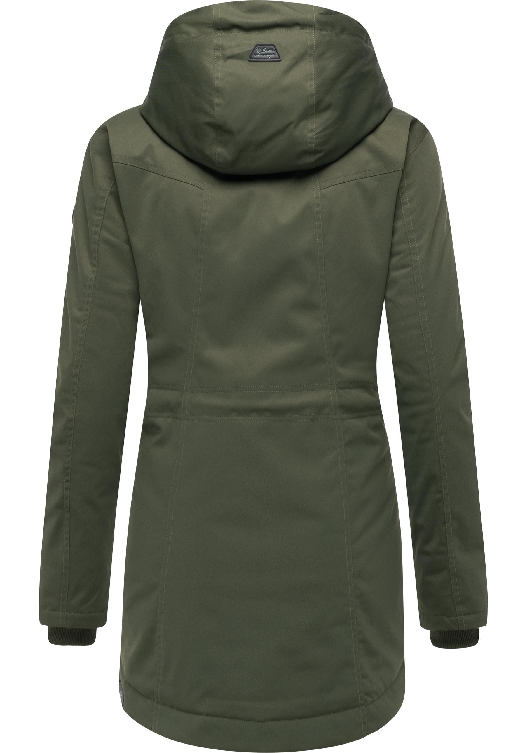 Ragwear Kurzmantel »Ellsa YOUMODO«, Winterparka mit auffälligen Taillenzugkordeln und Kapuze