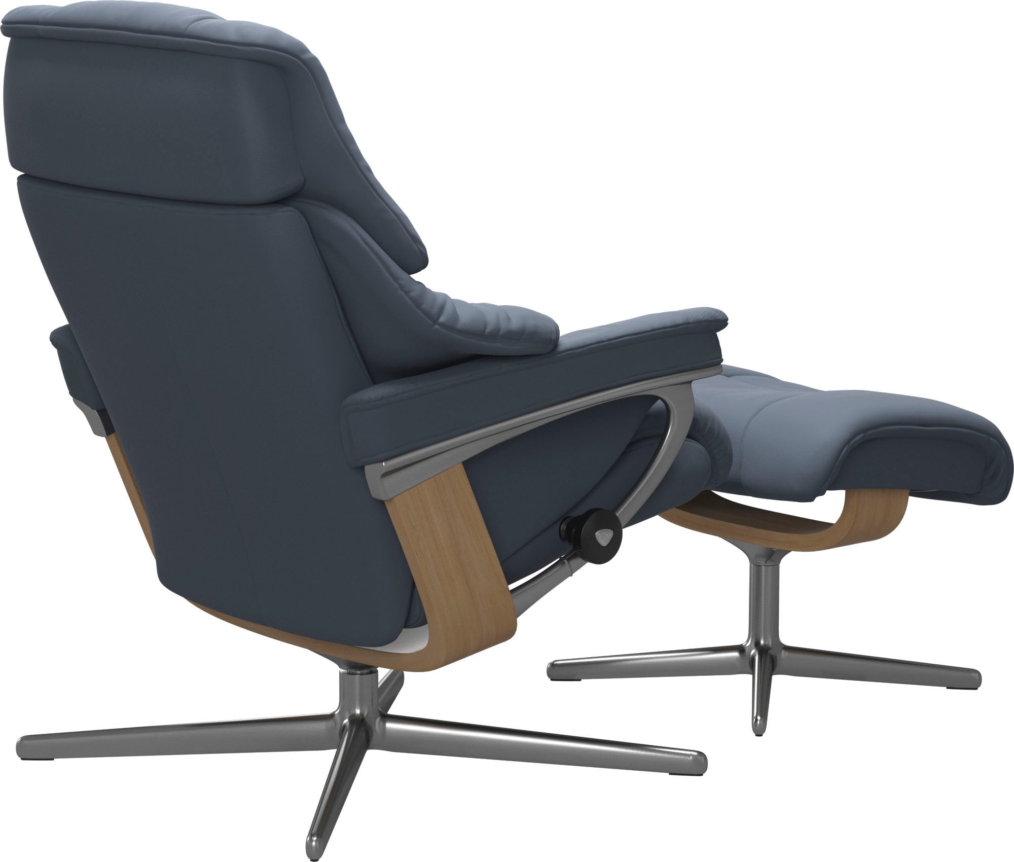 Stressless® Relaxsessel »Reno«, (Set, Relaxsessel mit Hocker), mit Hocker, mit Cross Base, Größe S, M & L, Holzakzent Eiche