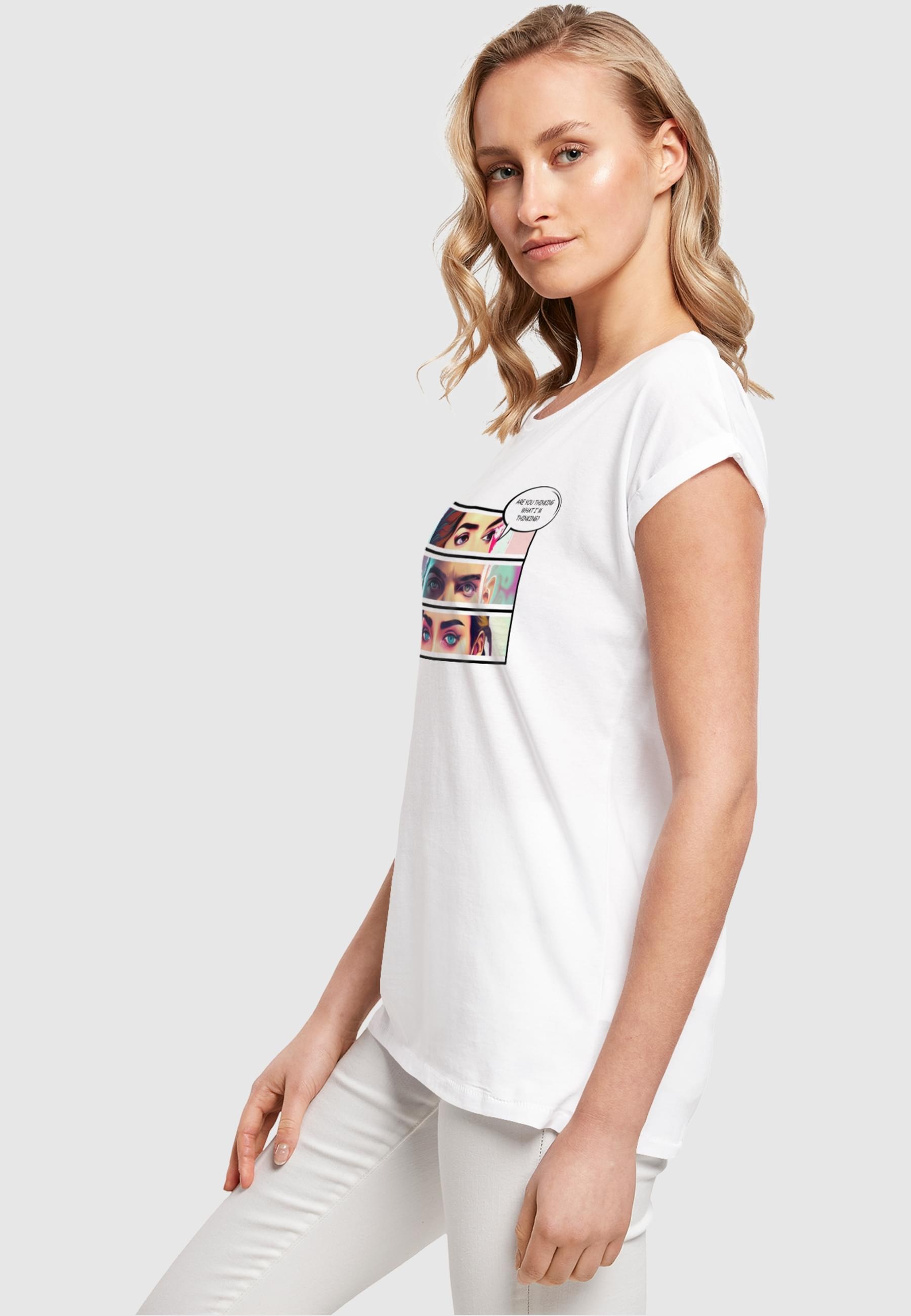 Merchcode T-Shirt »Merchcode Damen Ladies Thinking Comic Extended Shoulder Tee«, (1 tlg.)