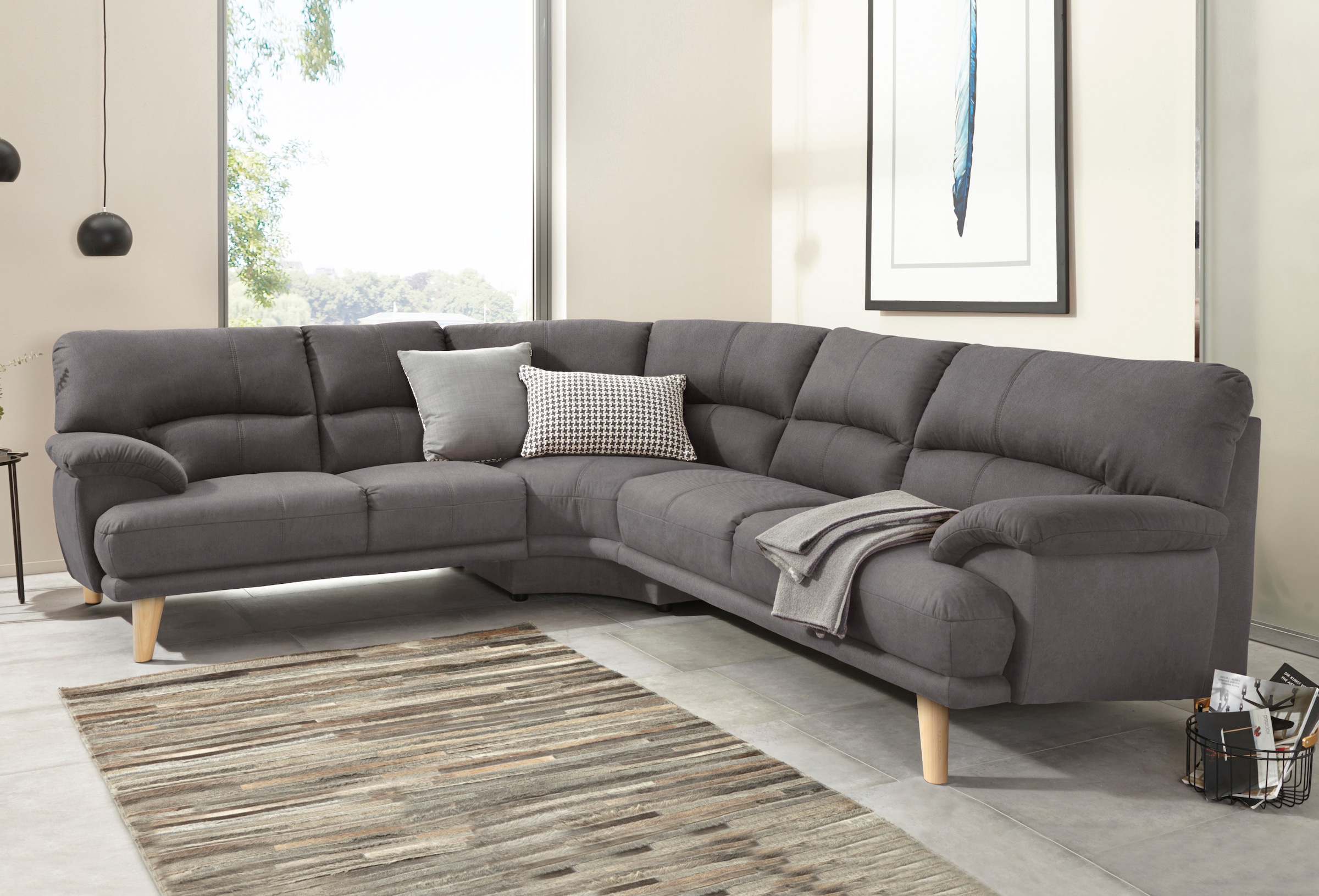 TRENDMANUFAKTUR Polsterecke »Cecilia, italienisches Designsprache, modern und komfortabel, L-Form,«, toller Sitzkomfort und bequeme Armlehnen