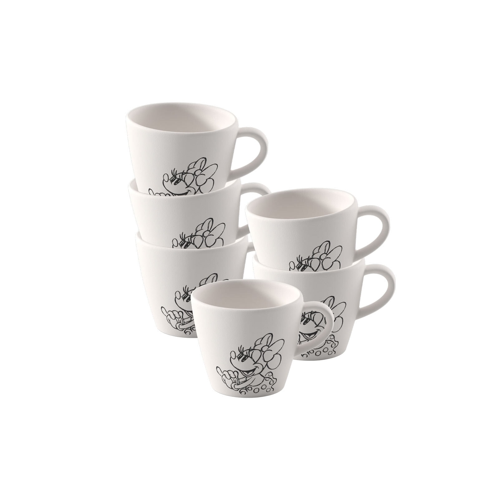 Villeroy & Boch Espressotasse "Espressotassen Manufacture Rock blanc - Mickey Mouse 60 ml 6er Set weiß" Spülmaschinenfest, Mikrowellensicher