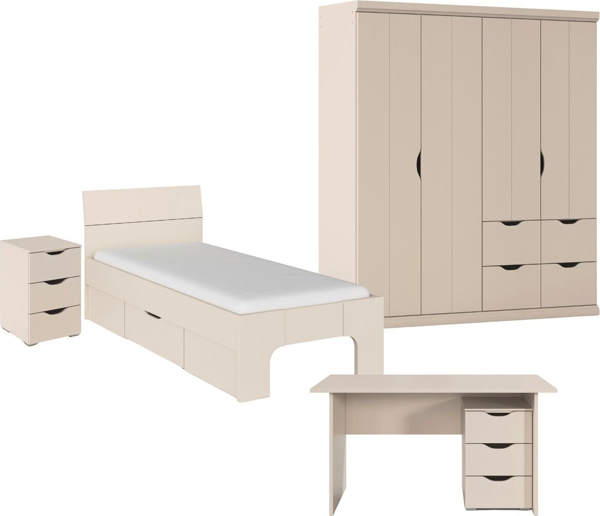 Jugendzimmer-Set RAUCH, beige, Holzwerkstoff, Schlafzimmermöbel-Sets, "Kinderzimmer Komplettzimmer Schlafzimmer-Set (4-tlg.) MARLENE", erhältlich in
