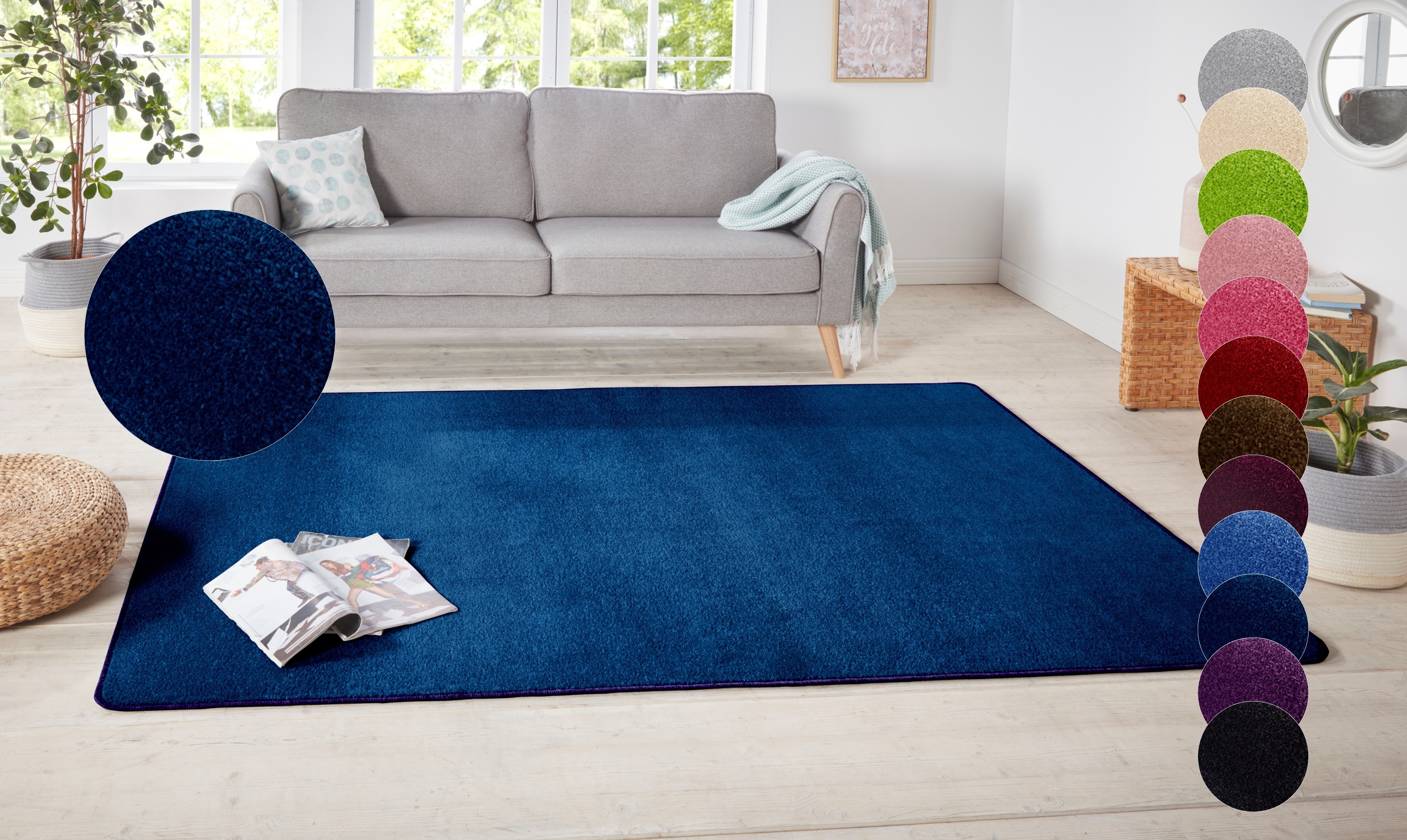 HANSE Home 1100000002199 "Shashi" rechteckig 8,5 mm Höhe Kurzflor, Unifarben, Läufer, weich, Esszimmer, Kinderzimmer, Flur